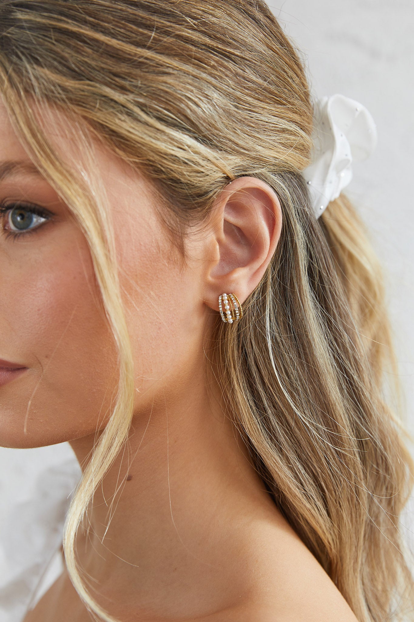 Ophelia Pearl and Crystal Earrings Gold by Selfie Leslie