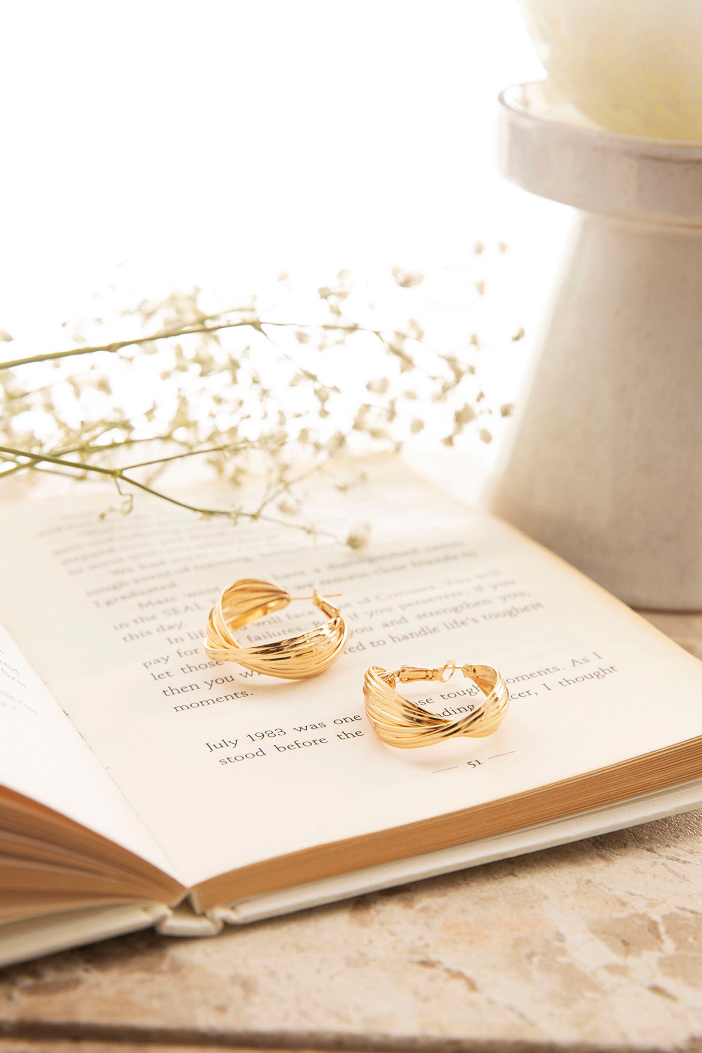 Celia Twist Hoop Earrings Gold by Selfie Leslie