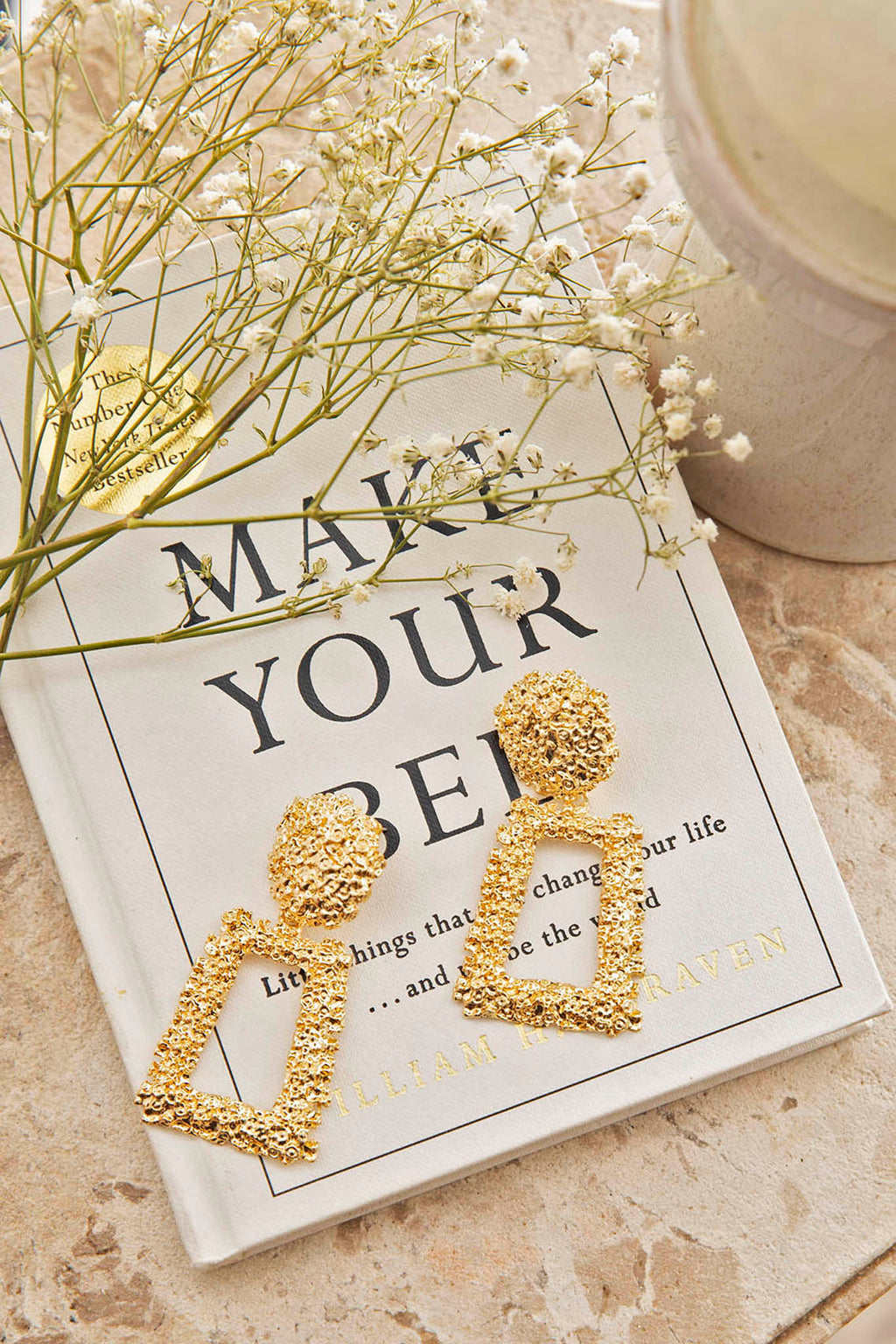 London Textured Earrings Gold by Selfie Leslie
