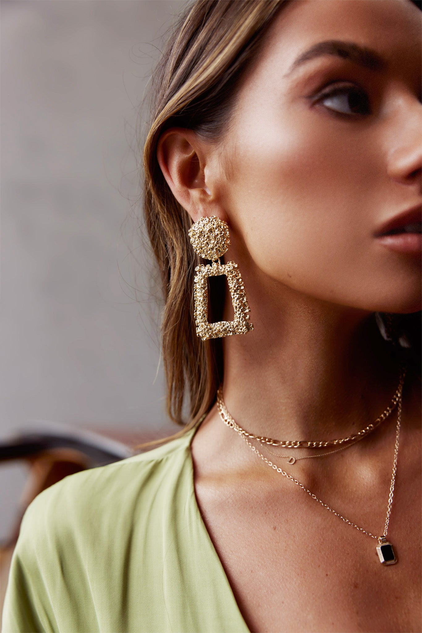 London Textured Earrings Gold by Selfie Leslie