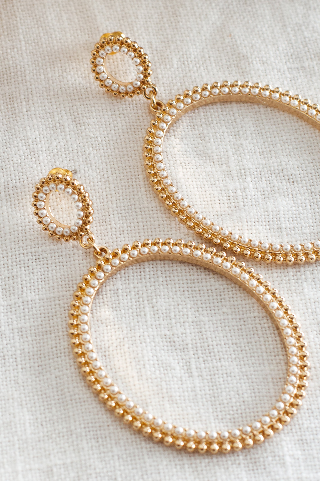 Lucienne Oval Drop Pearl Earrings Gold by Selfie Leslie