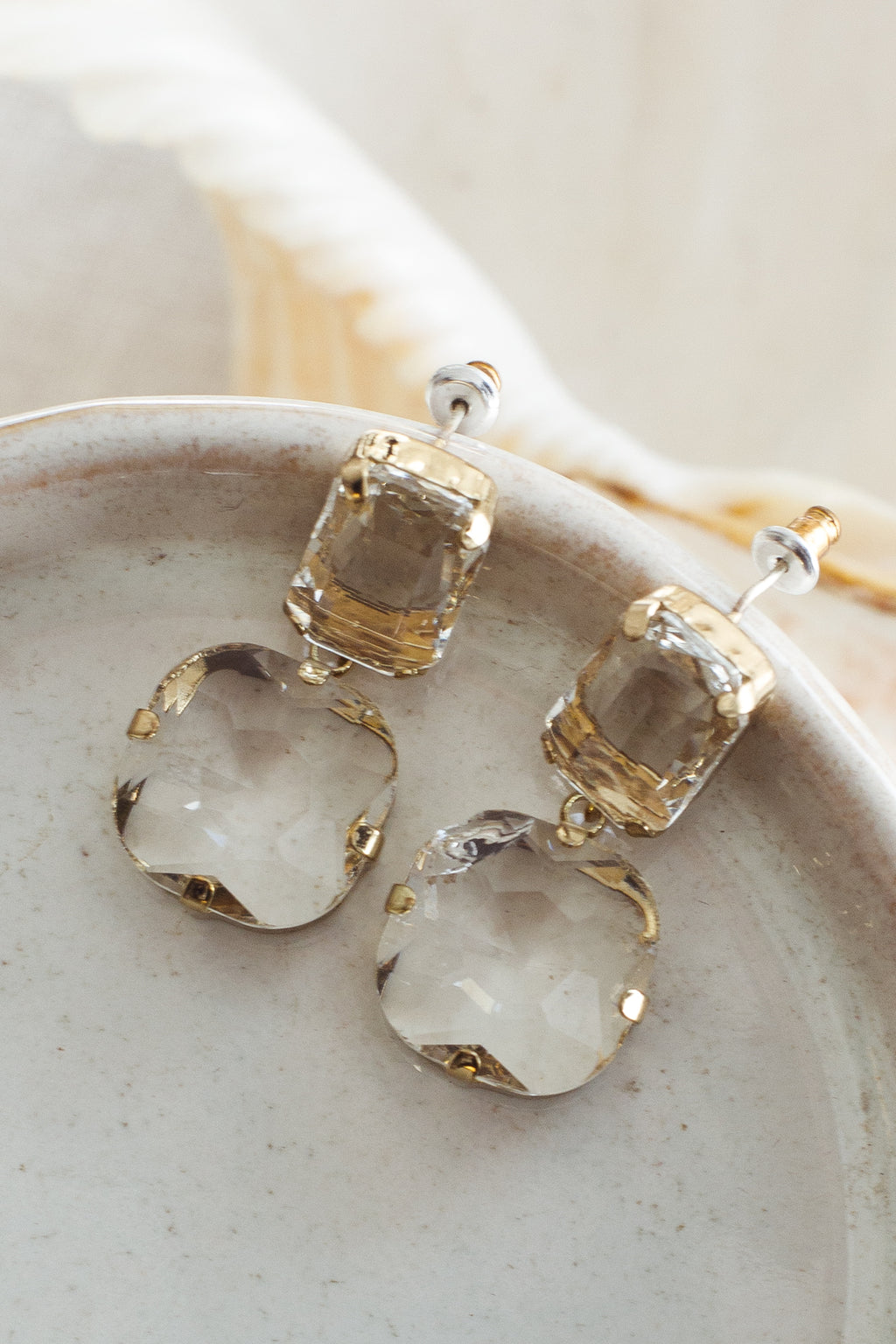 Georgia Crystal Drop Earrings Clear by Selfie Leslie