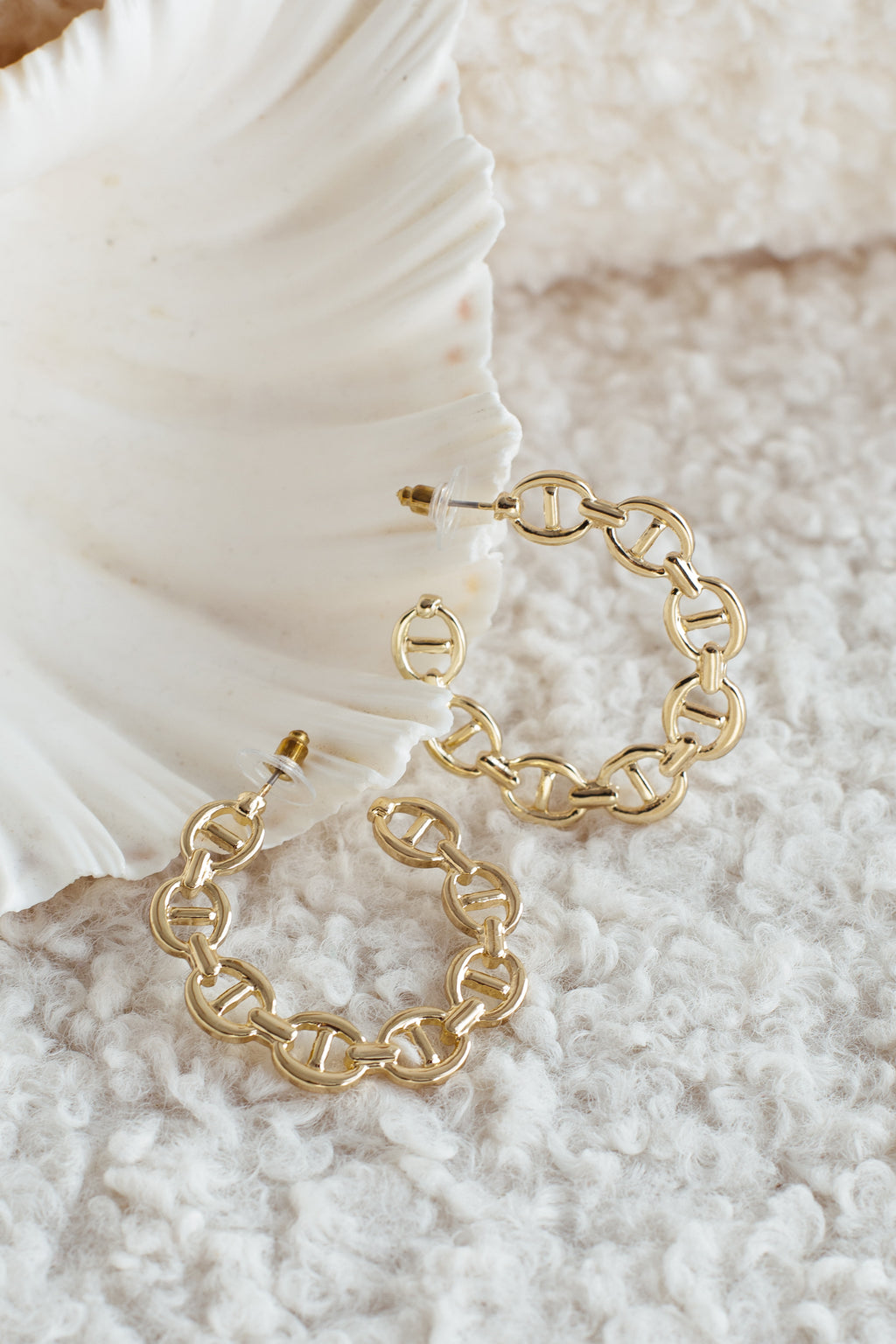Haven Anchor Link Hoop Earrings Gold by Selfie Leslie