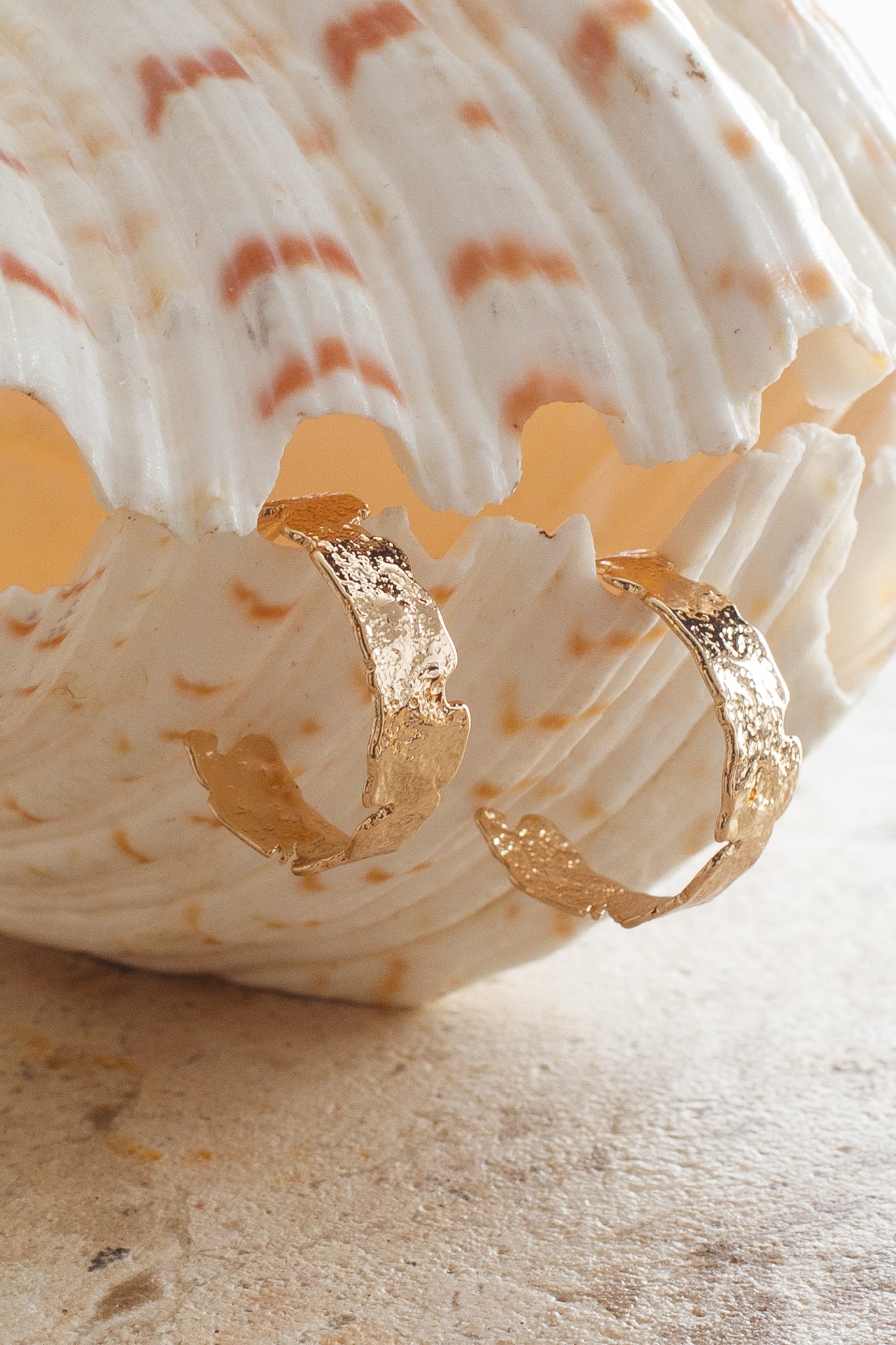 Sarissa Textured Half Hoop Earrings Gold by Selfie Leslie