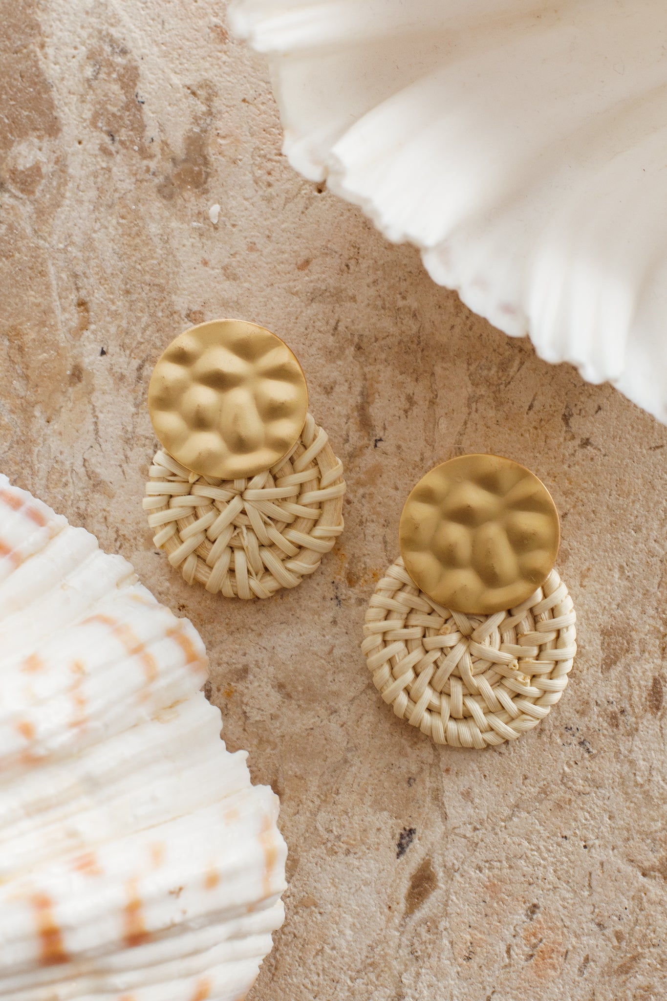 Nairobi Woven Rattan Earrings Gold by Selfie Leslie