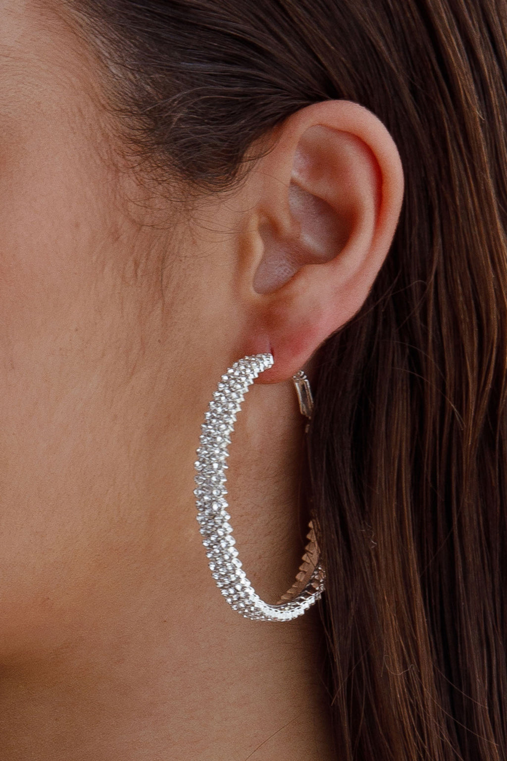 Maddy Diamante Hoop Earrings Silver by Selfie Leslie