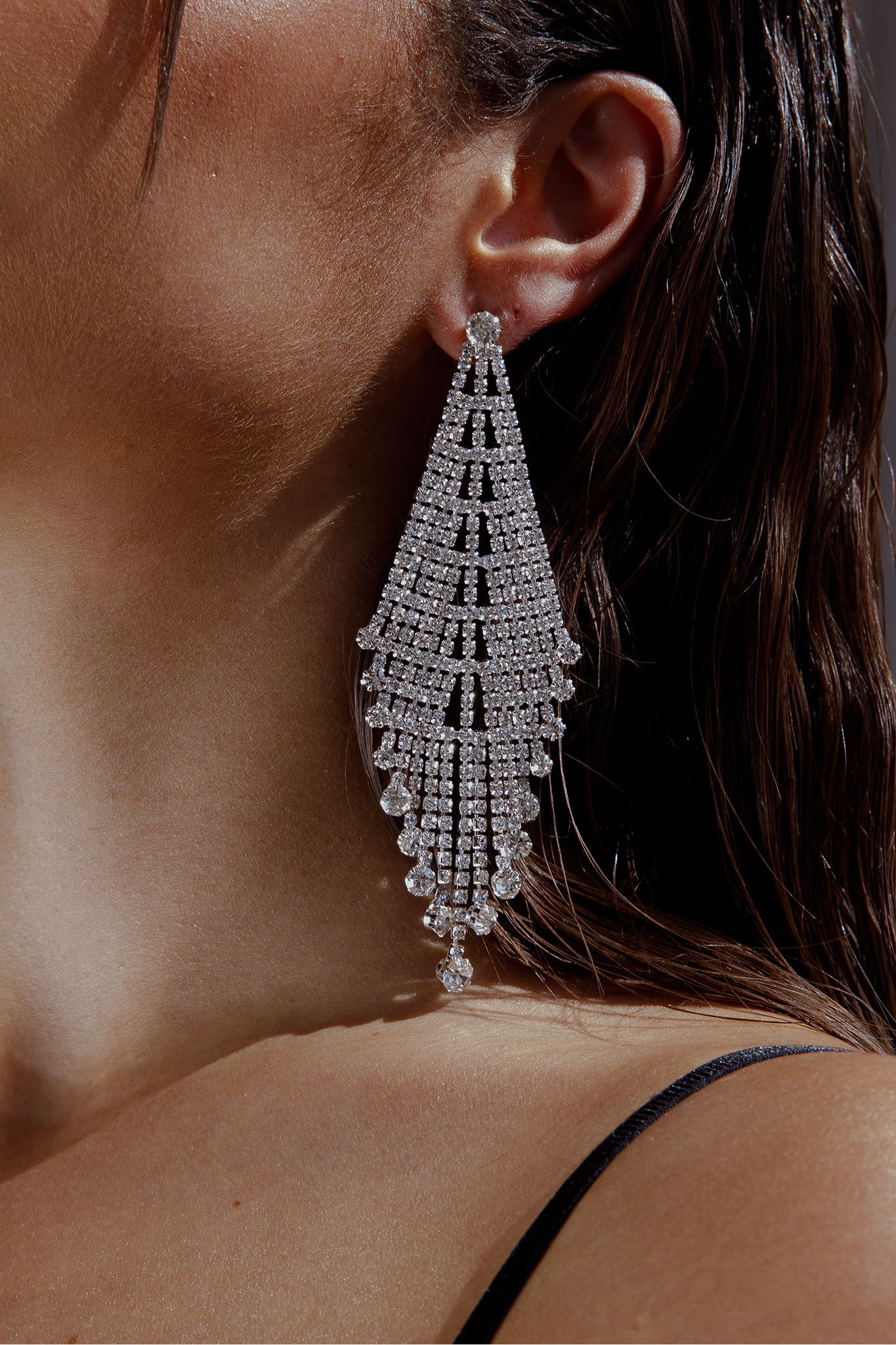 Rani Diamante Tassel Earrings Silver by Selfie Leslie