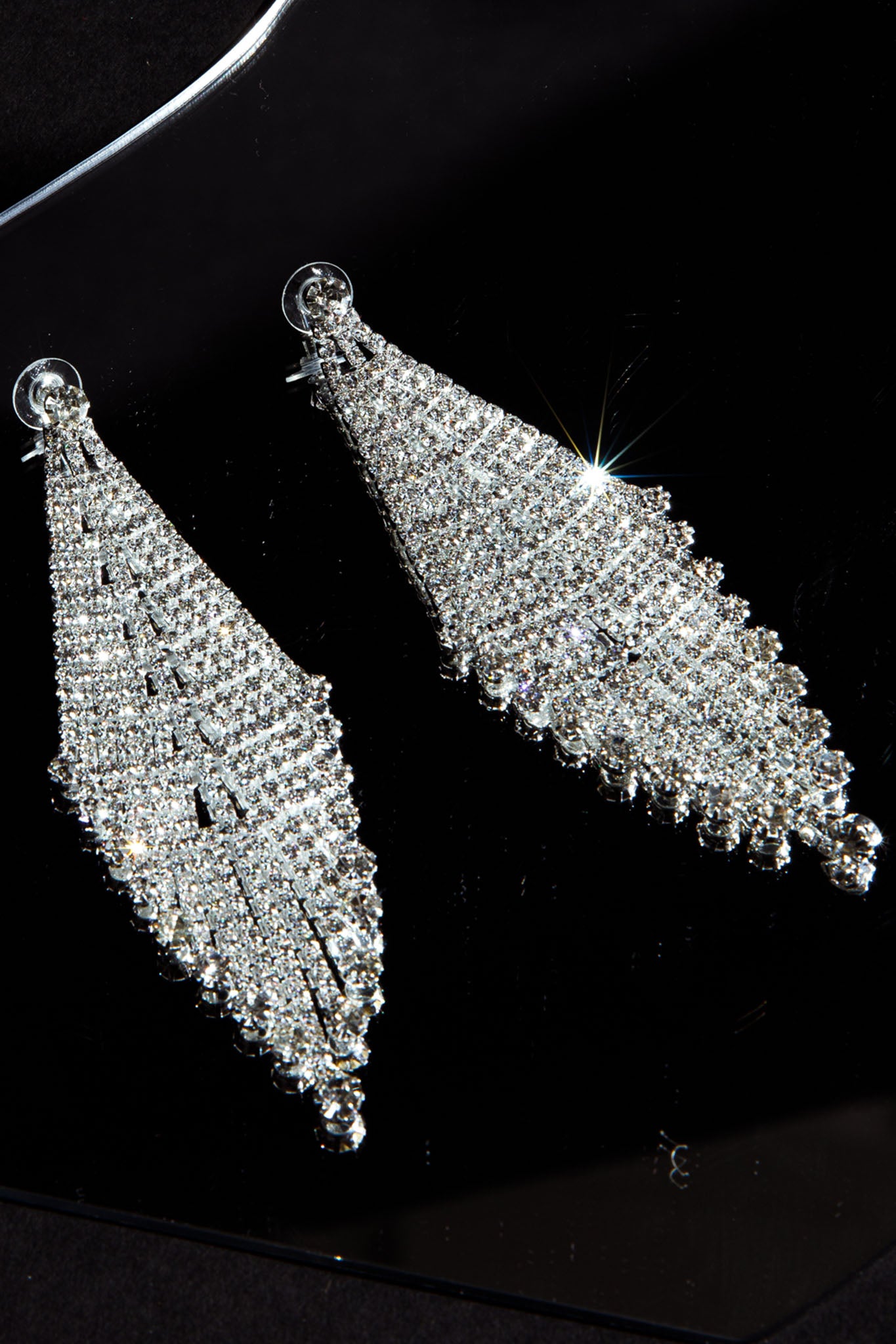 Rani Diamante Tassel Earrings Silver by Selfie Leslie