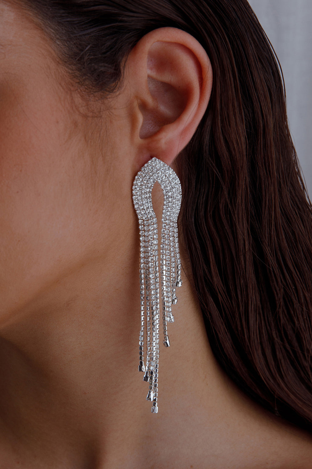 Khloe Diamante Tassel Earrings Silver by Selfie Leslie