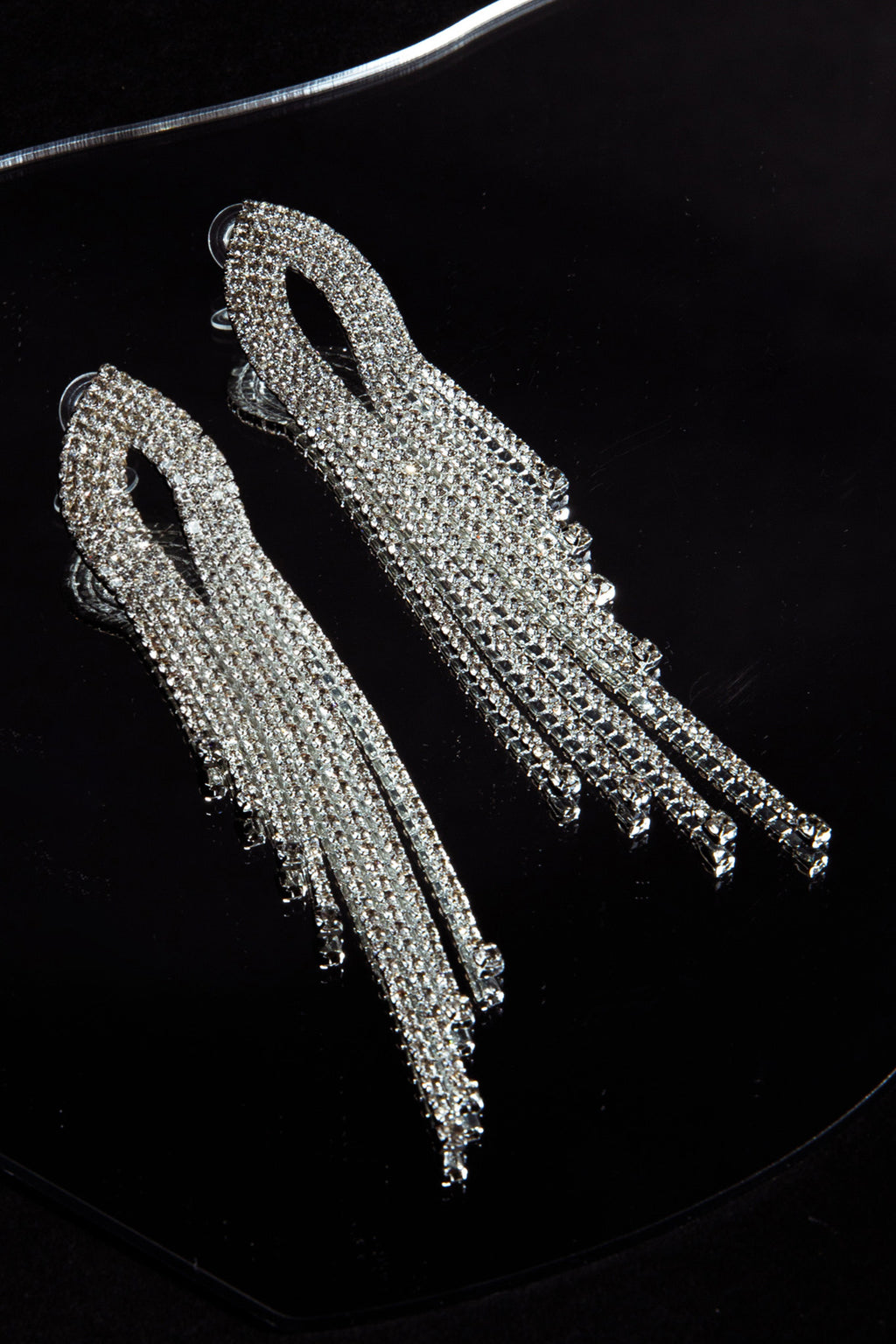 Khloe Diamante Tassel Earrings Silver by Selfie Leslie