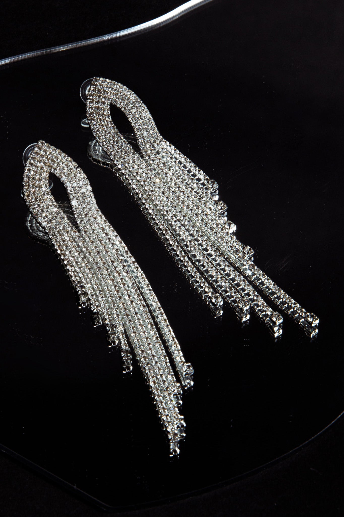 Khloe Diamante Tassel Earrings Silver by Selfie Leslie
