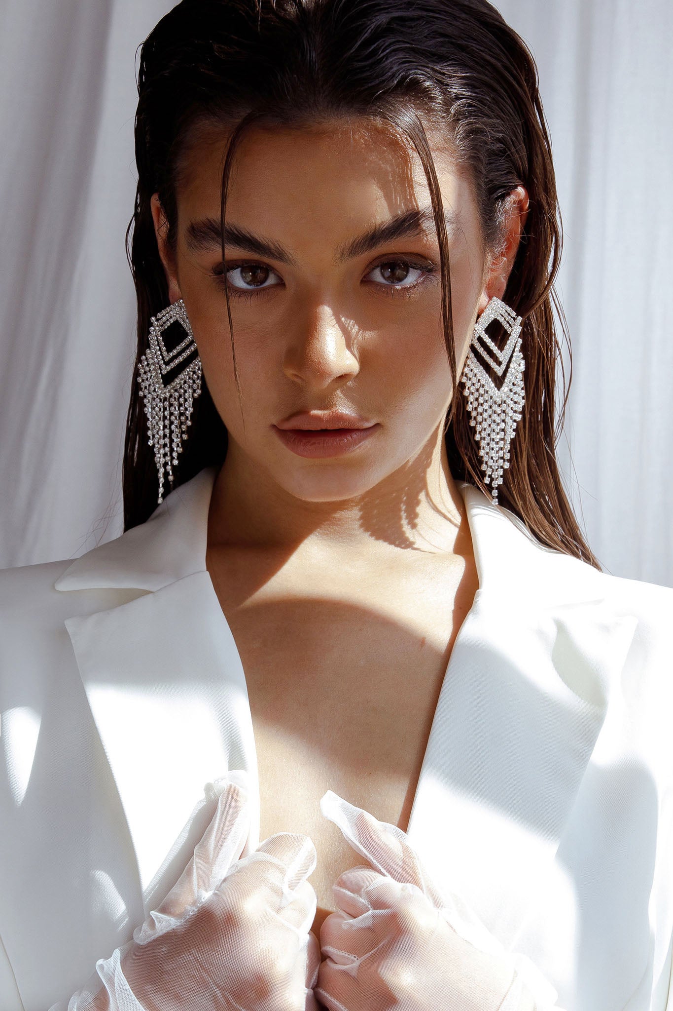 Kate Diamante Kite Drop Earrings Silver by Selfie Leslie