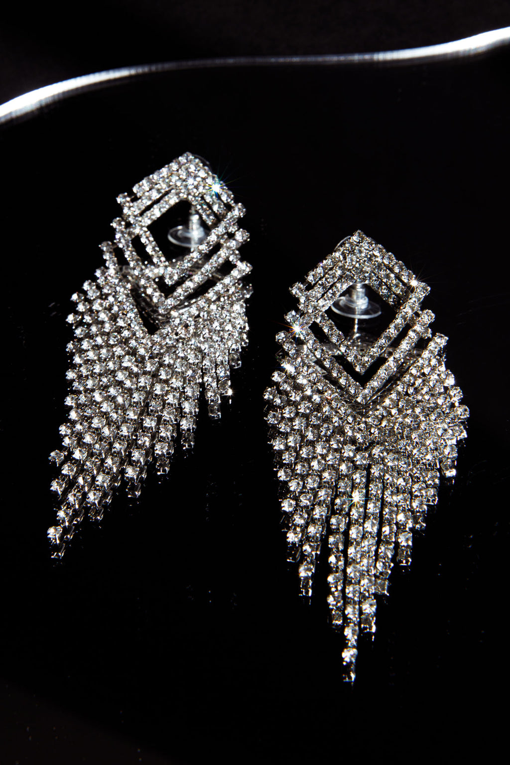 Kate Diamante Kite Drop Earrings Silver by Selfie Leslie