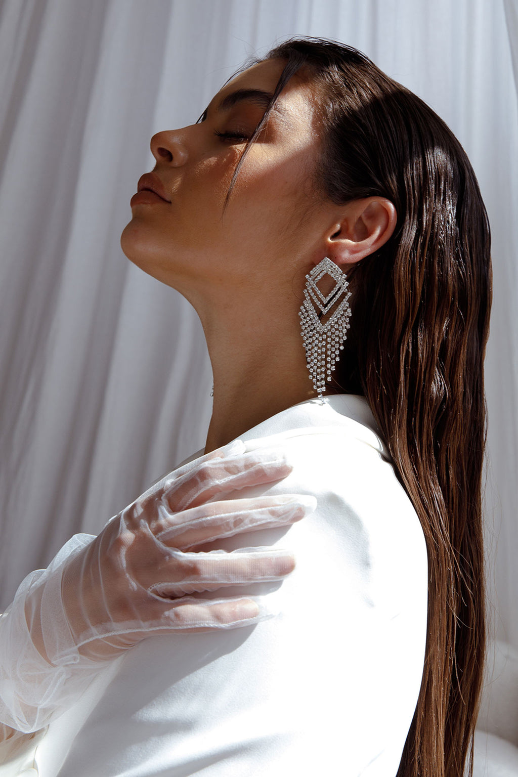Kate Diamante Kite Drop Earrings Silver by Selfie Leslie