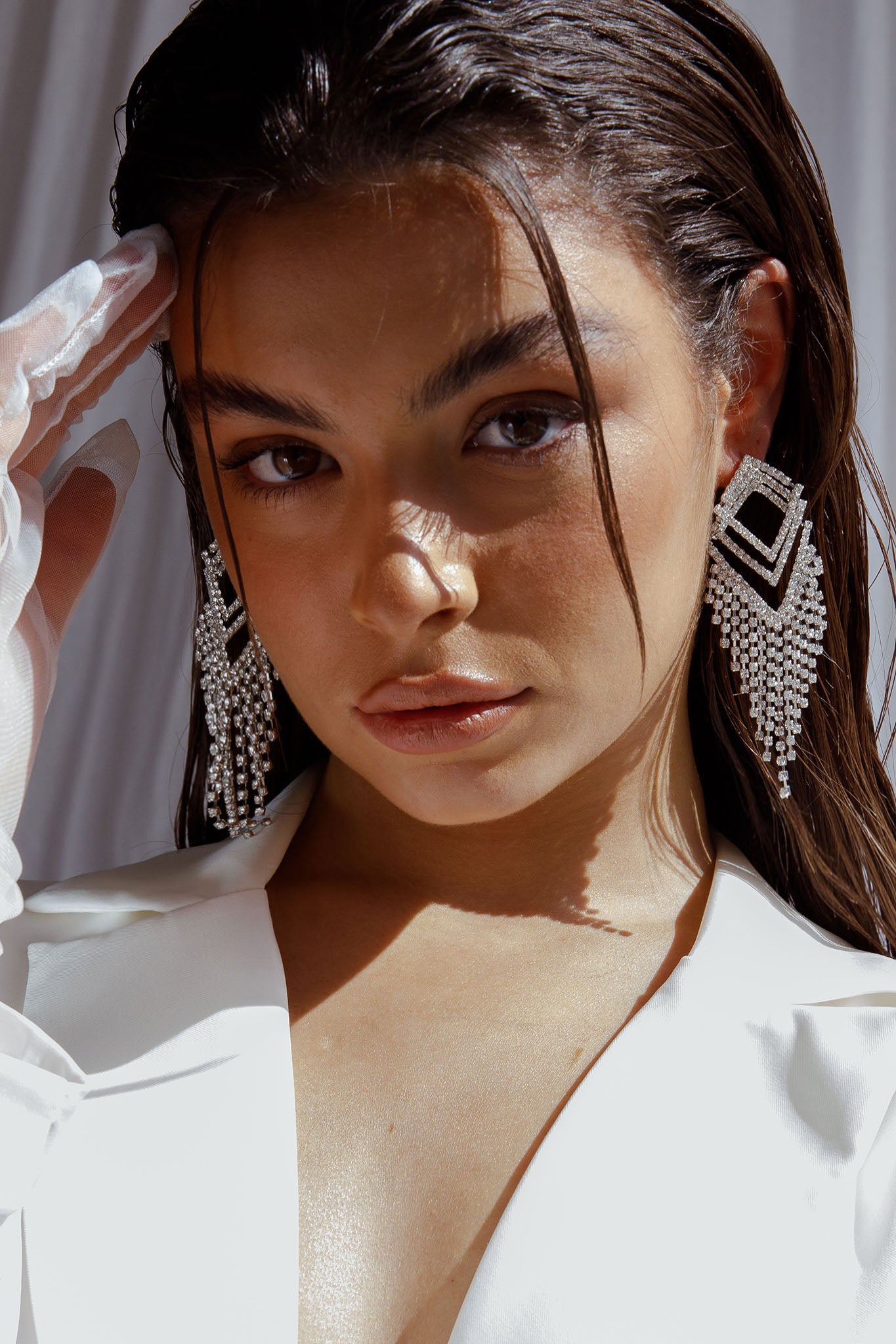 Kate Diamante Kite Drop Earrings Silver by Selfie Leslie