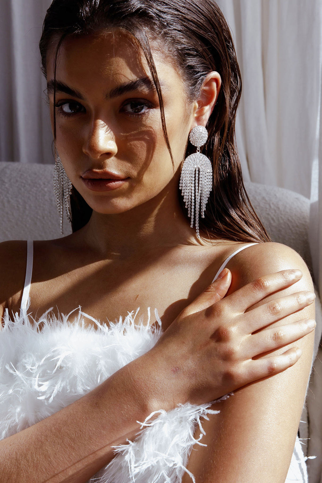 Kiara Circle Cascade Earrings Silver by Selfie Leslie