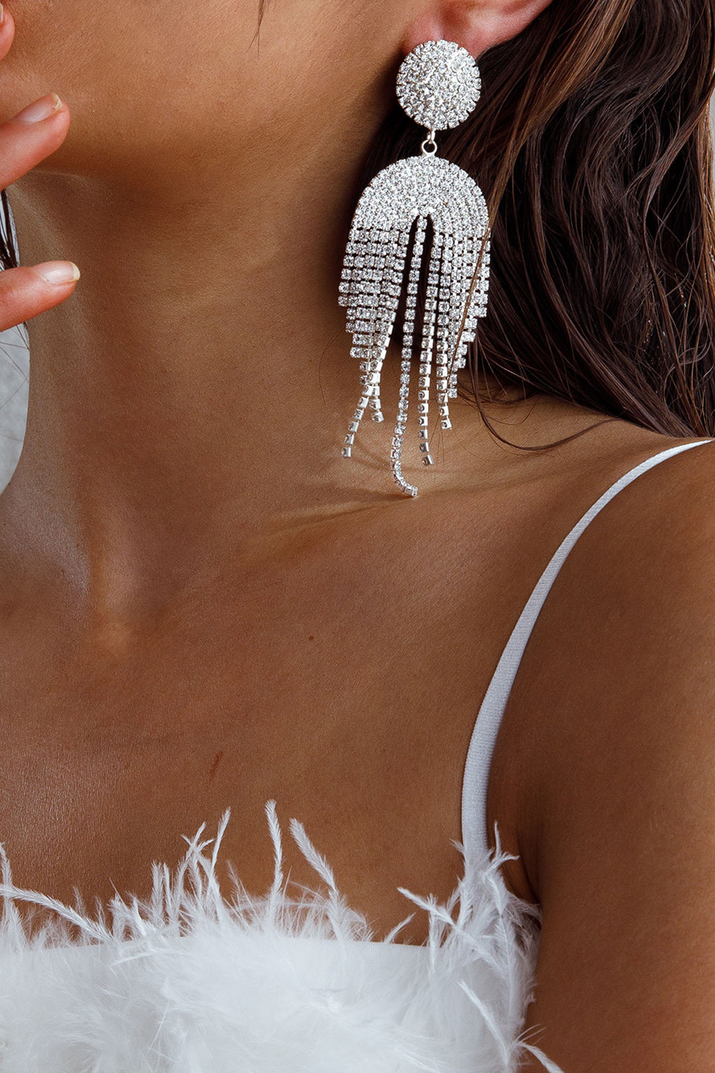 Kiara Circle Cascade Earrings Silver by Selfie Leslie