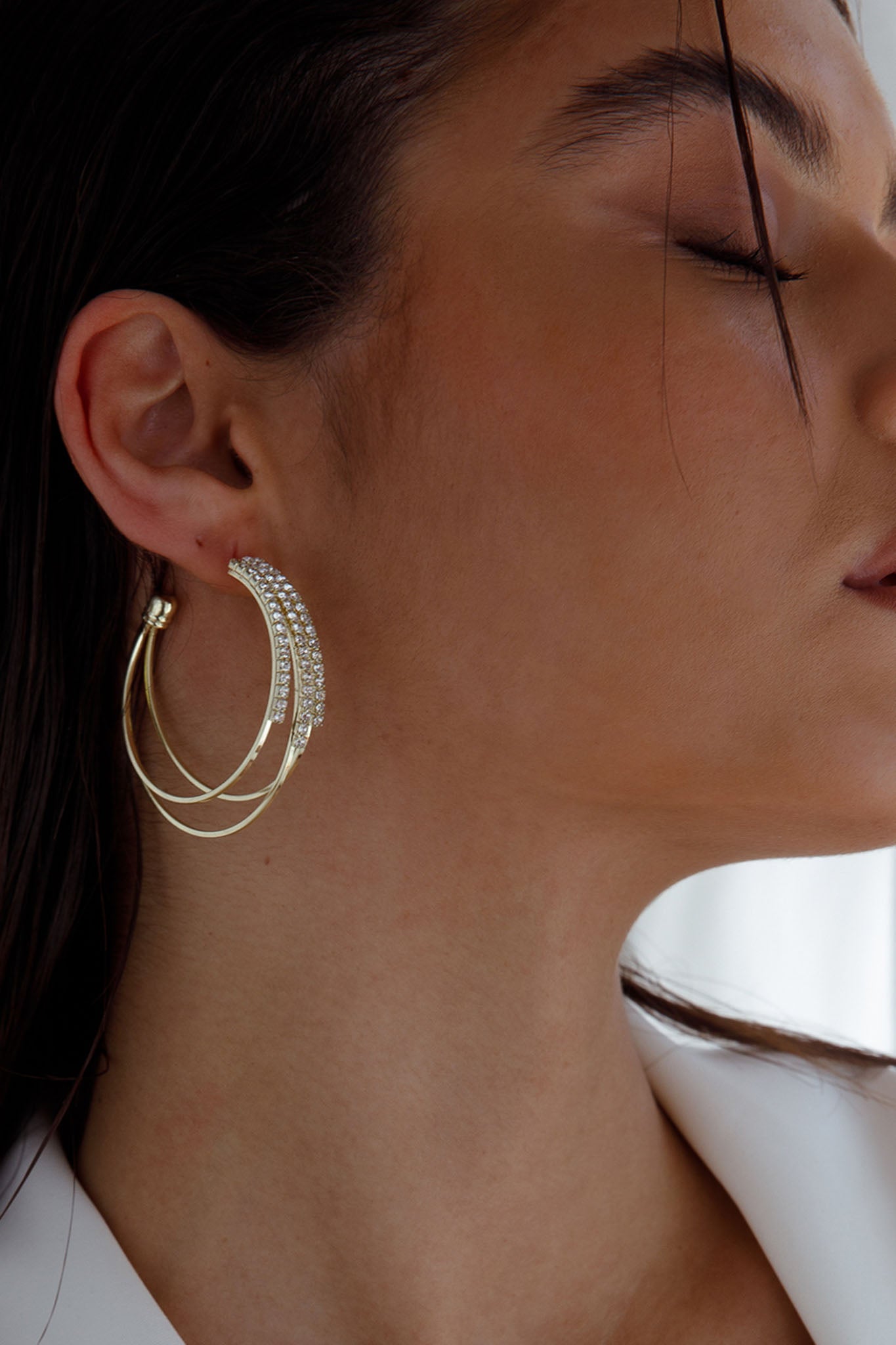 Zilla Triple Hoop Earrings Gold by Selfie Leslie