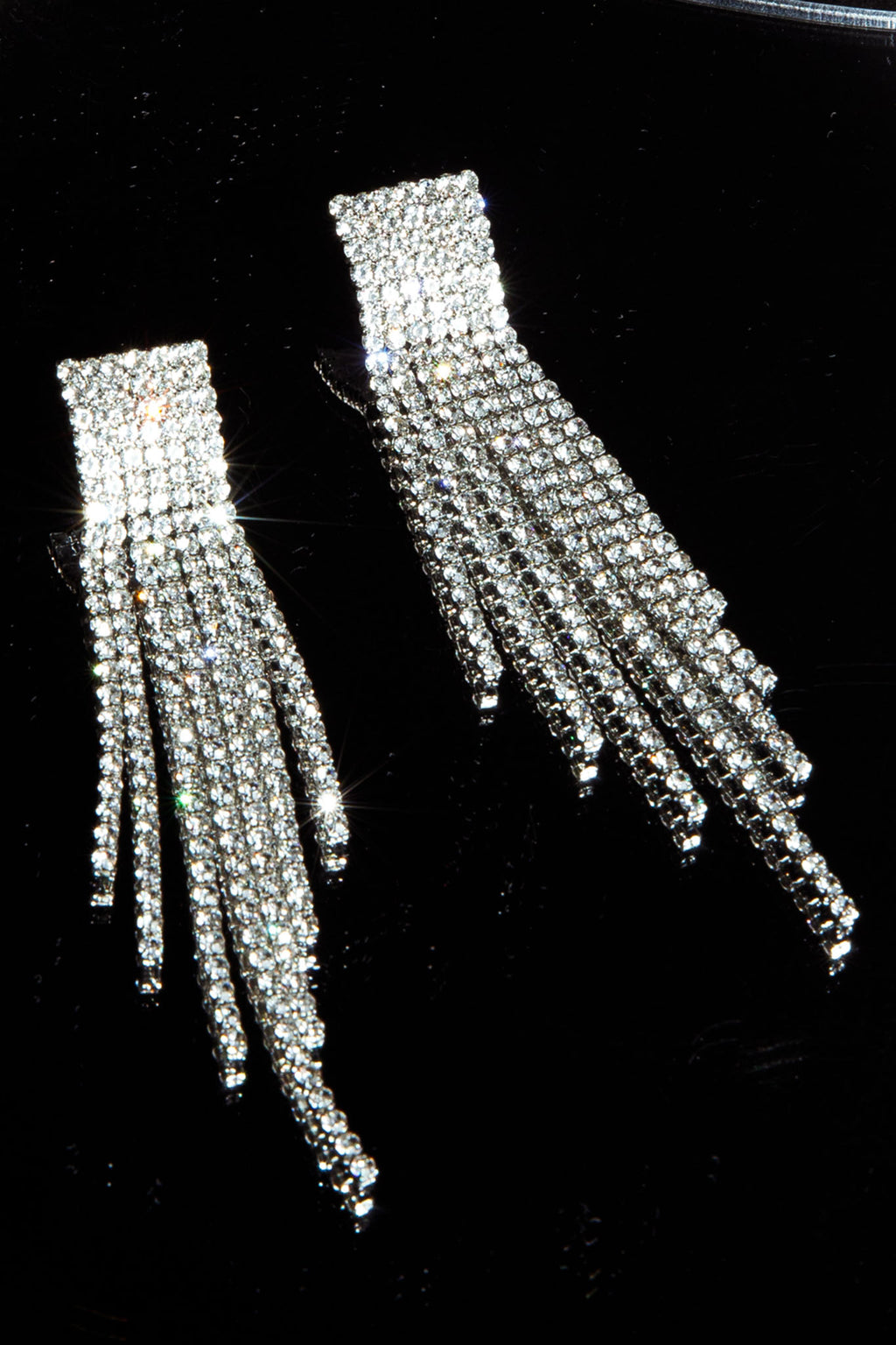 Zarah Diamante Tassel Earrings Silver by Selfie Leslie