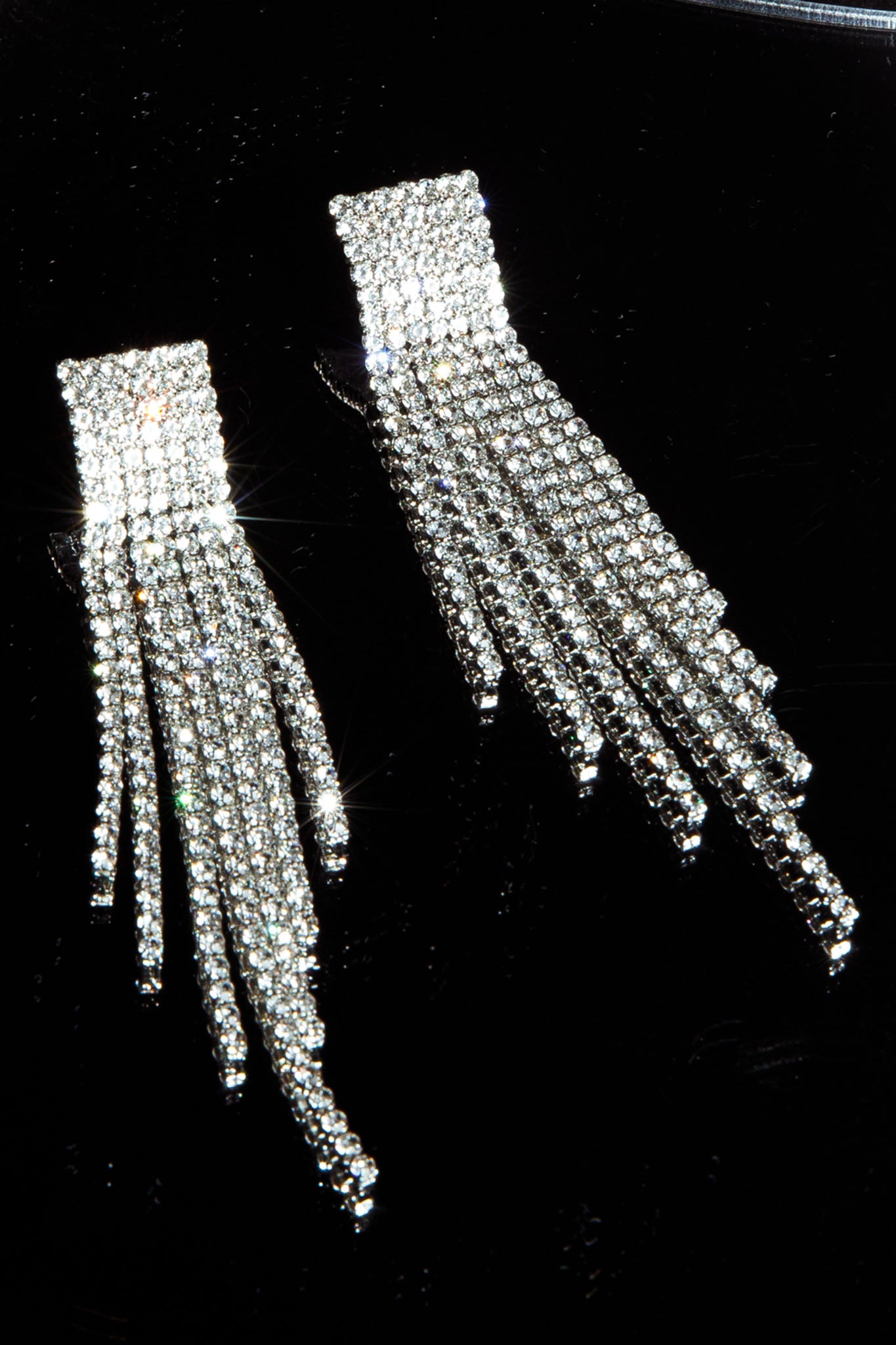 Zarah Diamante Tassel Earrings Silver by Selfie Leslie
