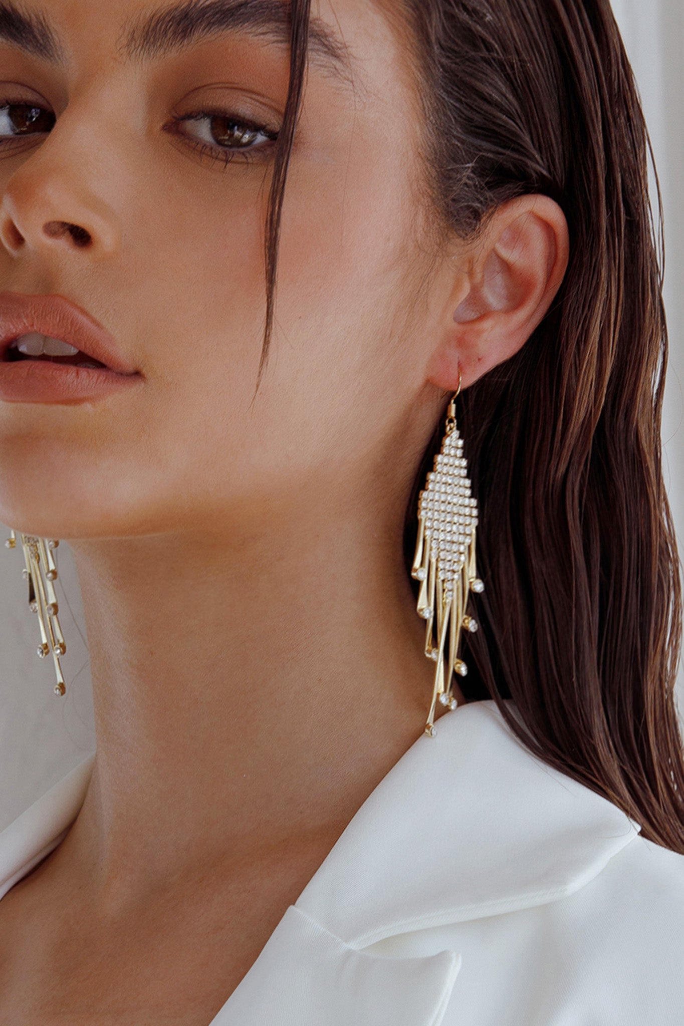 Alessandra Diamante Tassel Hook Earrings Gold by Selfie Leslie