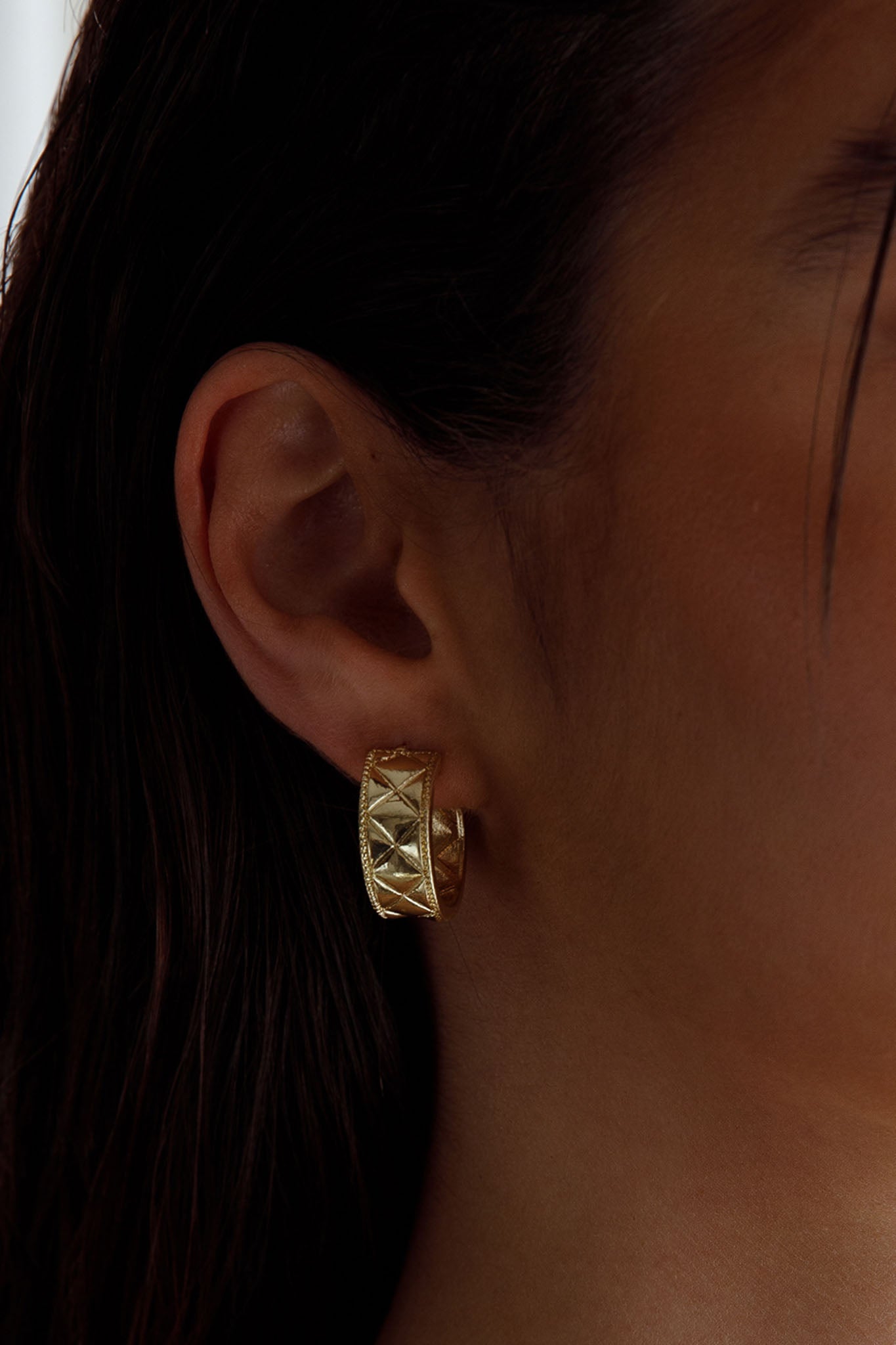 Gracie Etched Small Hoop Earrings Gold by Selfie Leslie