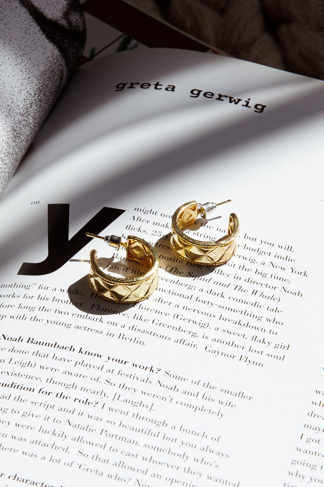 Gracie Etched Small Hoop Earrings Gold by Selfie Leslie