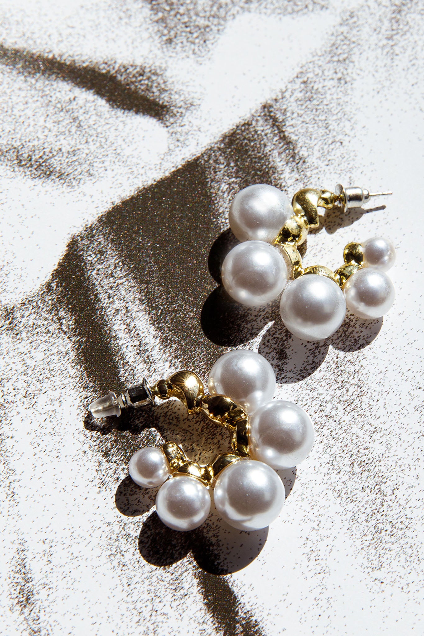 St Tropez Pearl Hoop Earrings Gold by Selfie Leslie