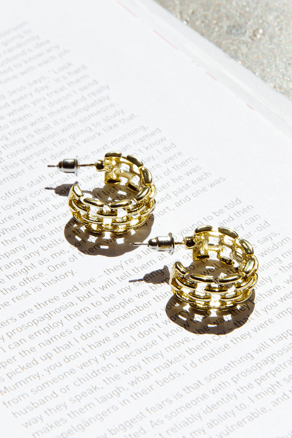 Vivienne Square Link Small Hoop Earrings Gold by Selfie Leslie