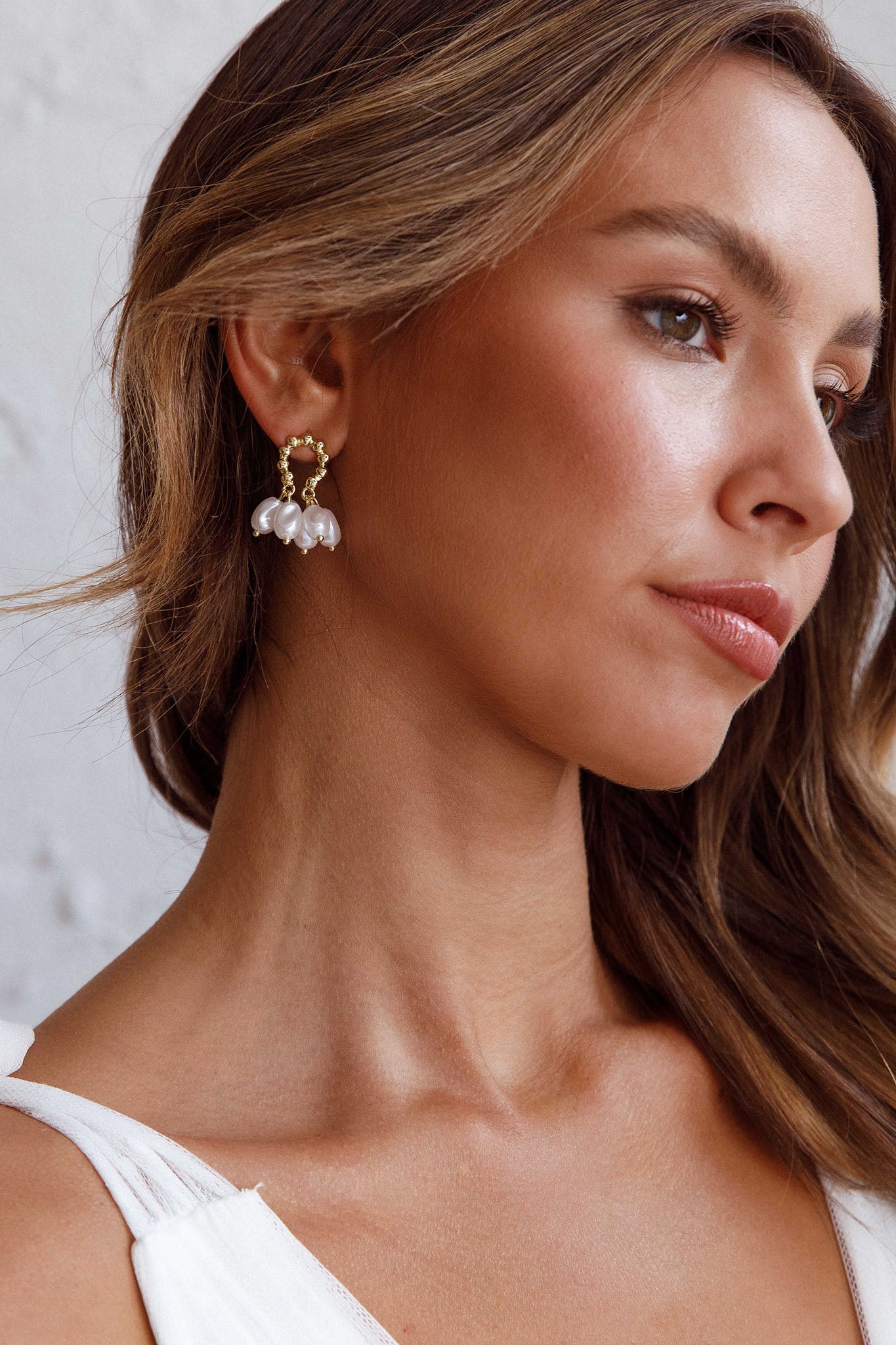 Sierra Pearl Statement Earrings Gold by Selfie Leslie