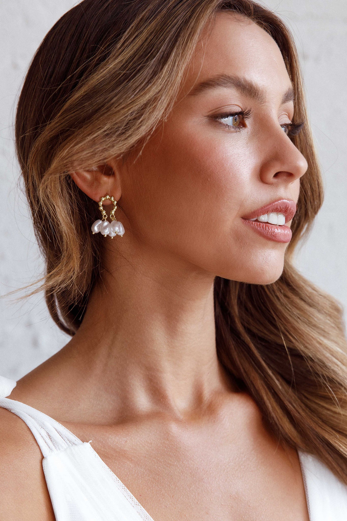 Sierra Pearl Statement Earrings Gold by Selfie Leslie