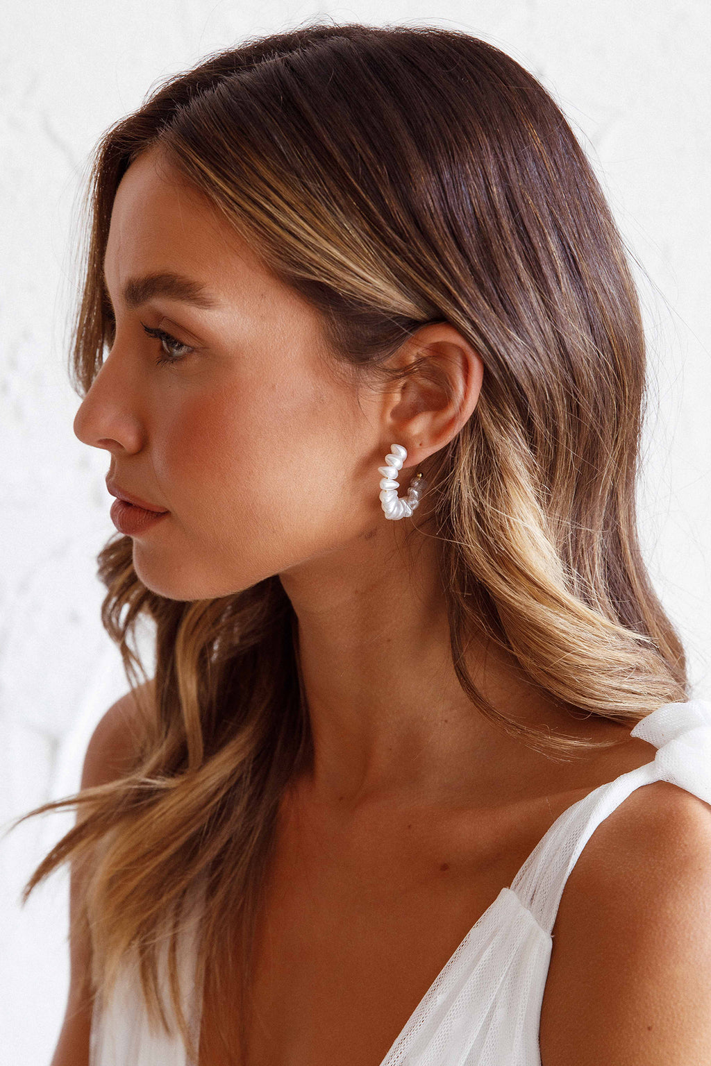 Bold Pearls Hoop Earrings Gold by Selfie Leslie