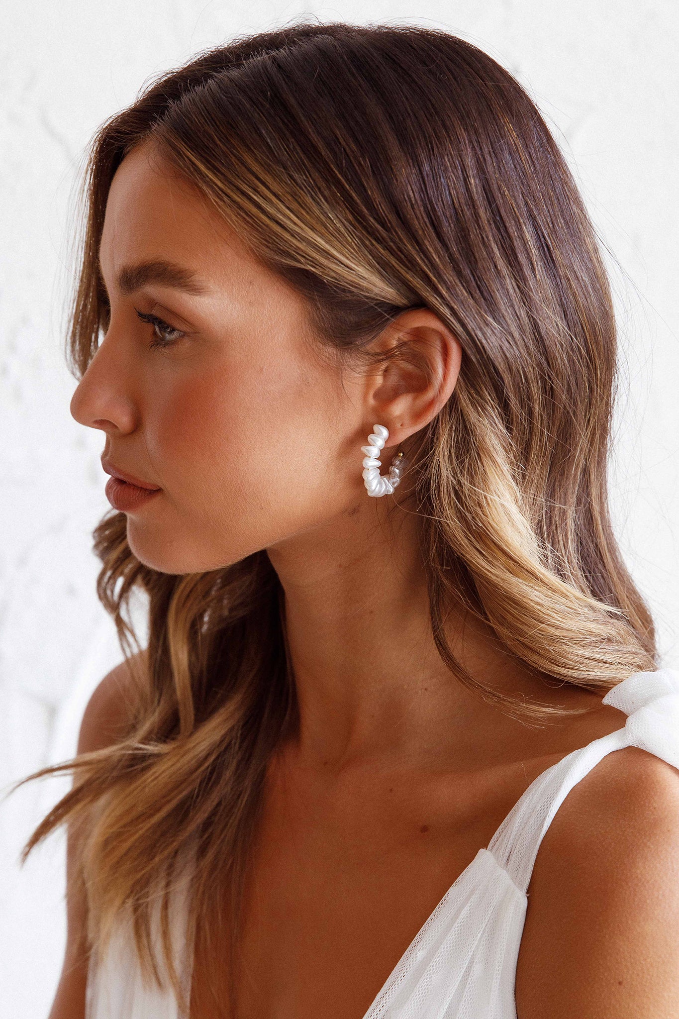 Bold Pearls Hoop Earrings Gold by Selfie Leslie