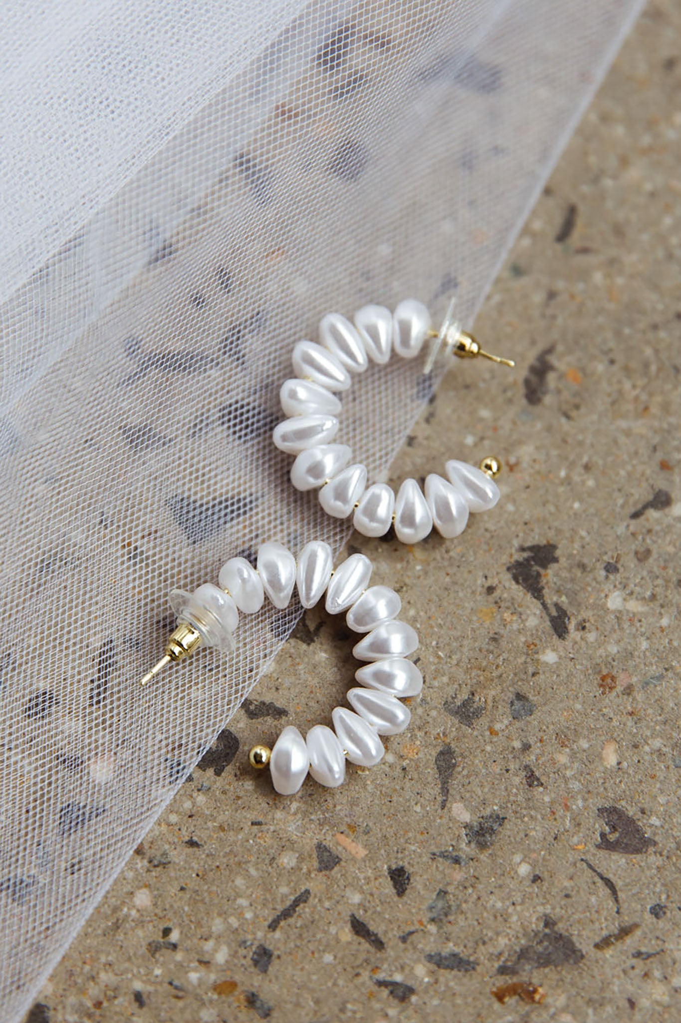 Bold Pearls Hoop Earrings Gold by Selfie Leslie