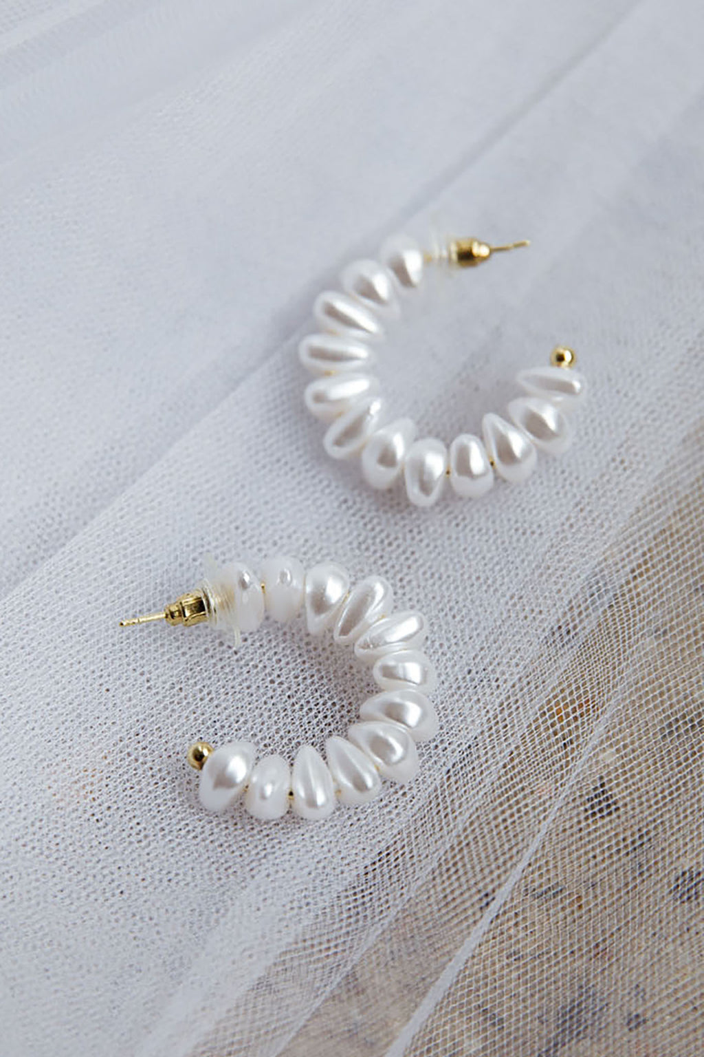 Bold Pearls Hoop Earrings Gold by Selfie Leslie