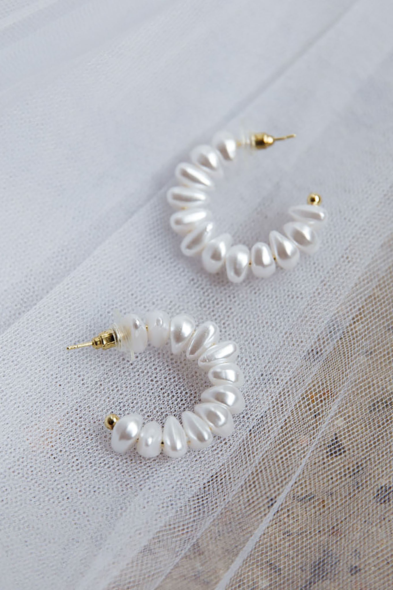 Bold Pearls Hoop Earrings Gold by Selfie Leslie