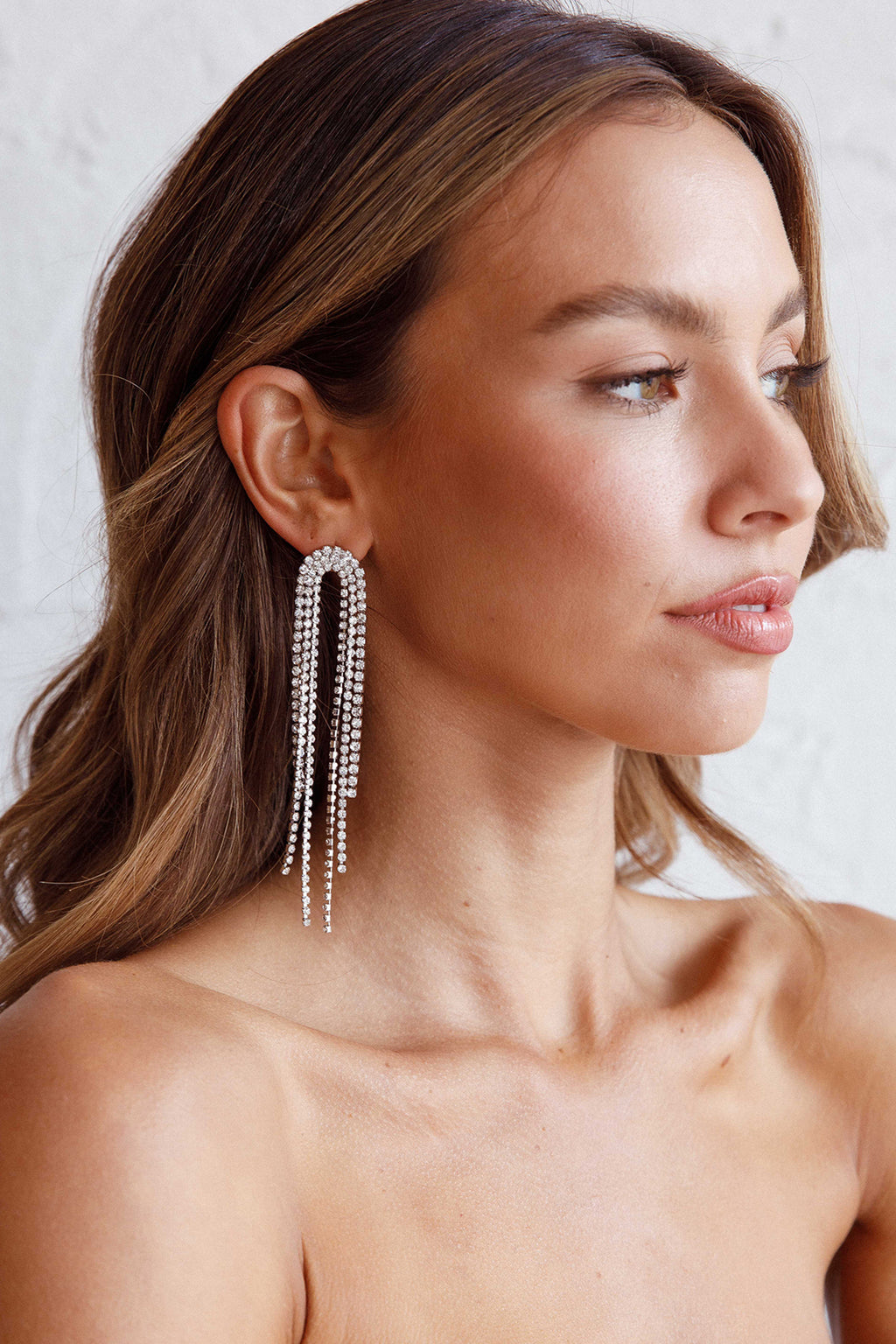 Angela Diamante Drop Earrings Silver by Selfie Leslie