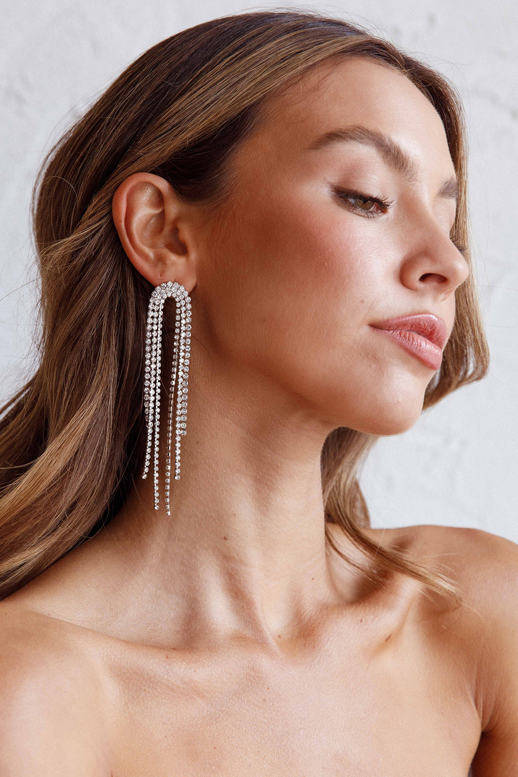 Angela Diamante Drop Earrings Silver by Selfie Leslie
