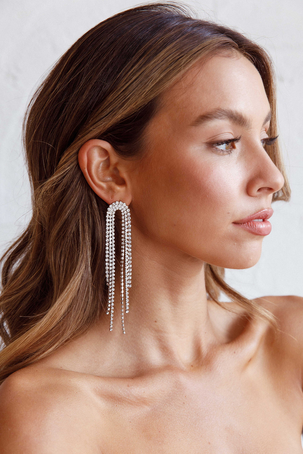 Angela Diamante Drop Earrings Silver by Selfie Leslie