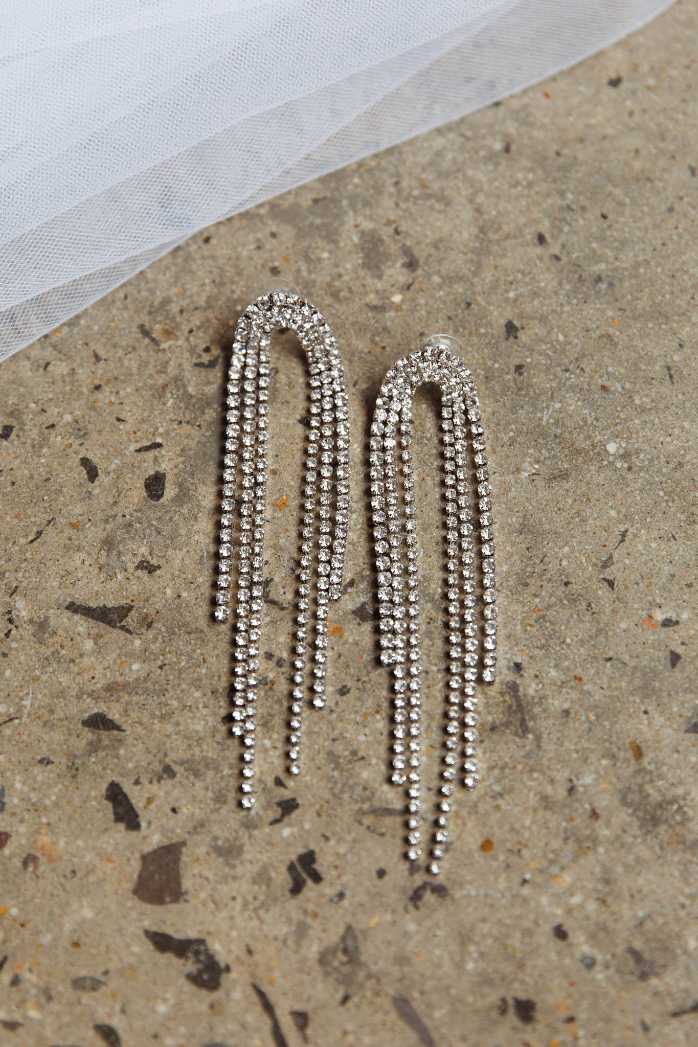 Angela Diamante Drop Earrings Silver by Selfie Leslie