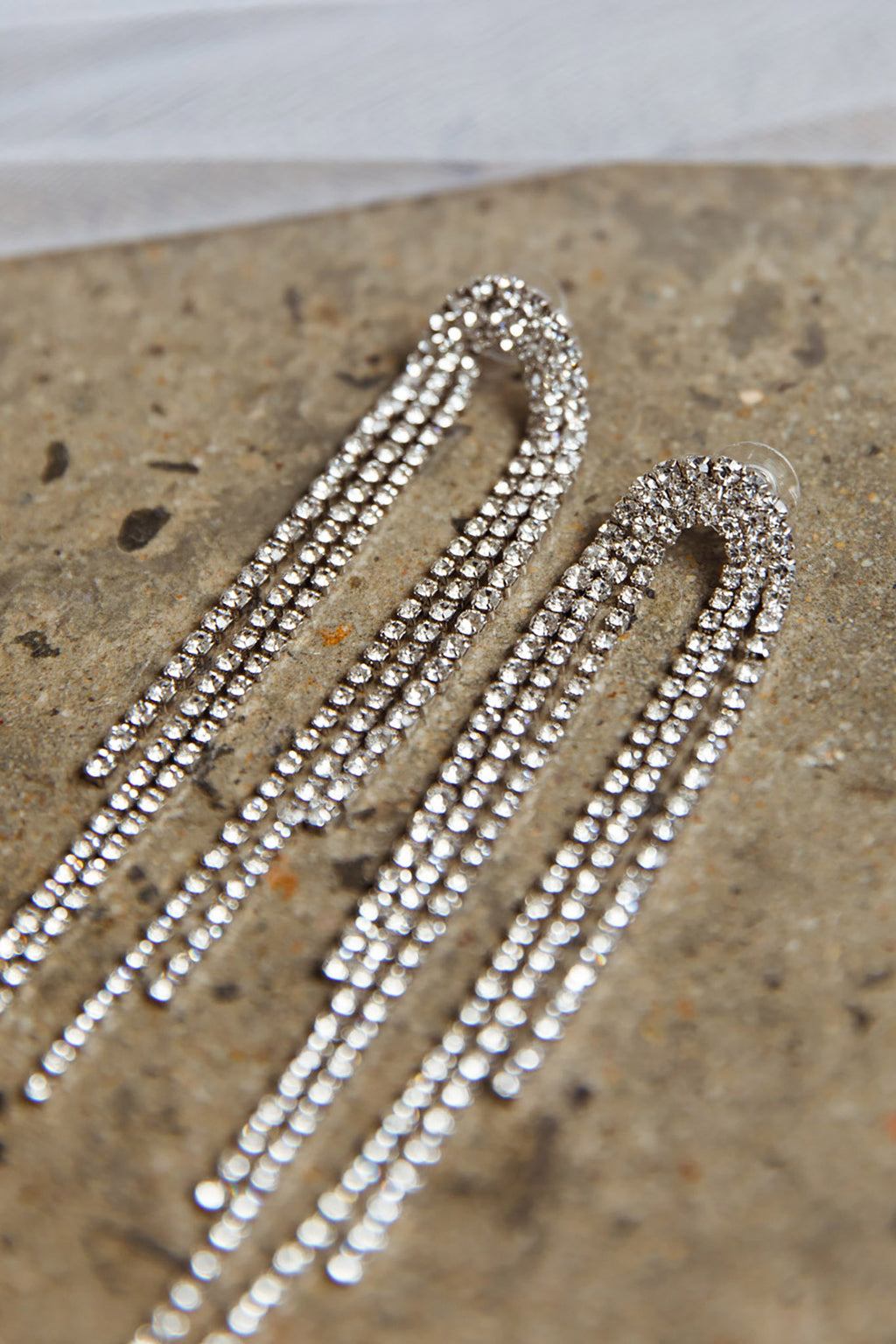 Angela Diamante Drop Earrings Silver by Selfie Leslie