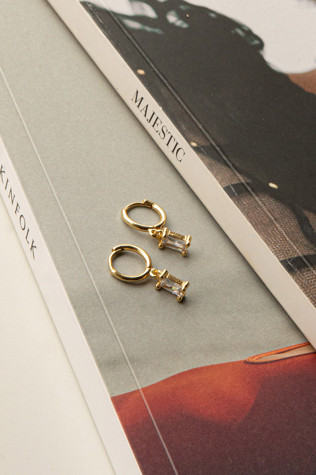 April Diamante Drop Hoop Earrings Clear by Selfie Leslie