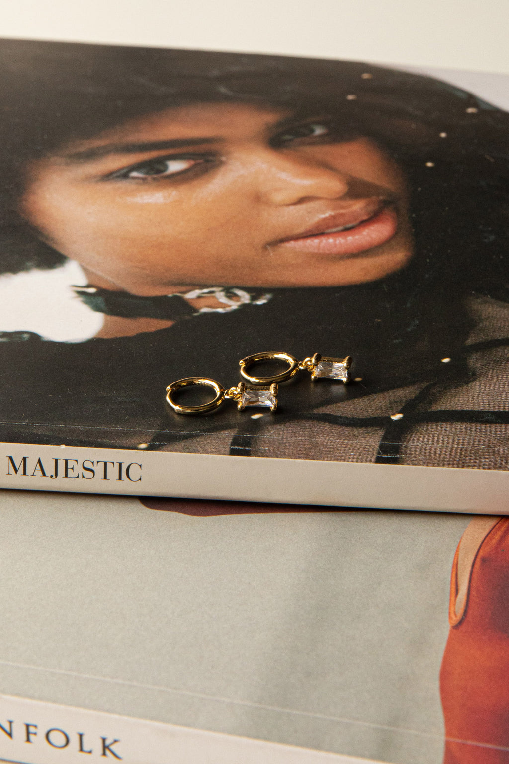 April Diamante Drop Hoop Earrings Clear by Selfie Leslie