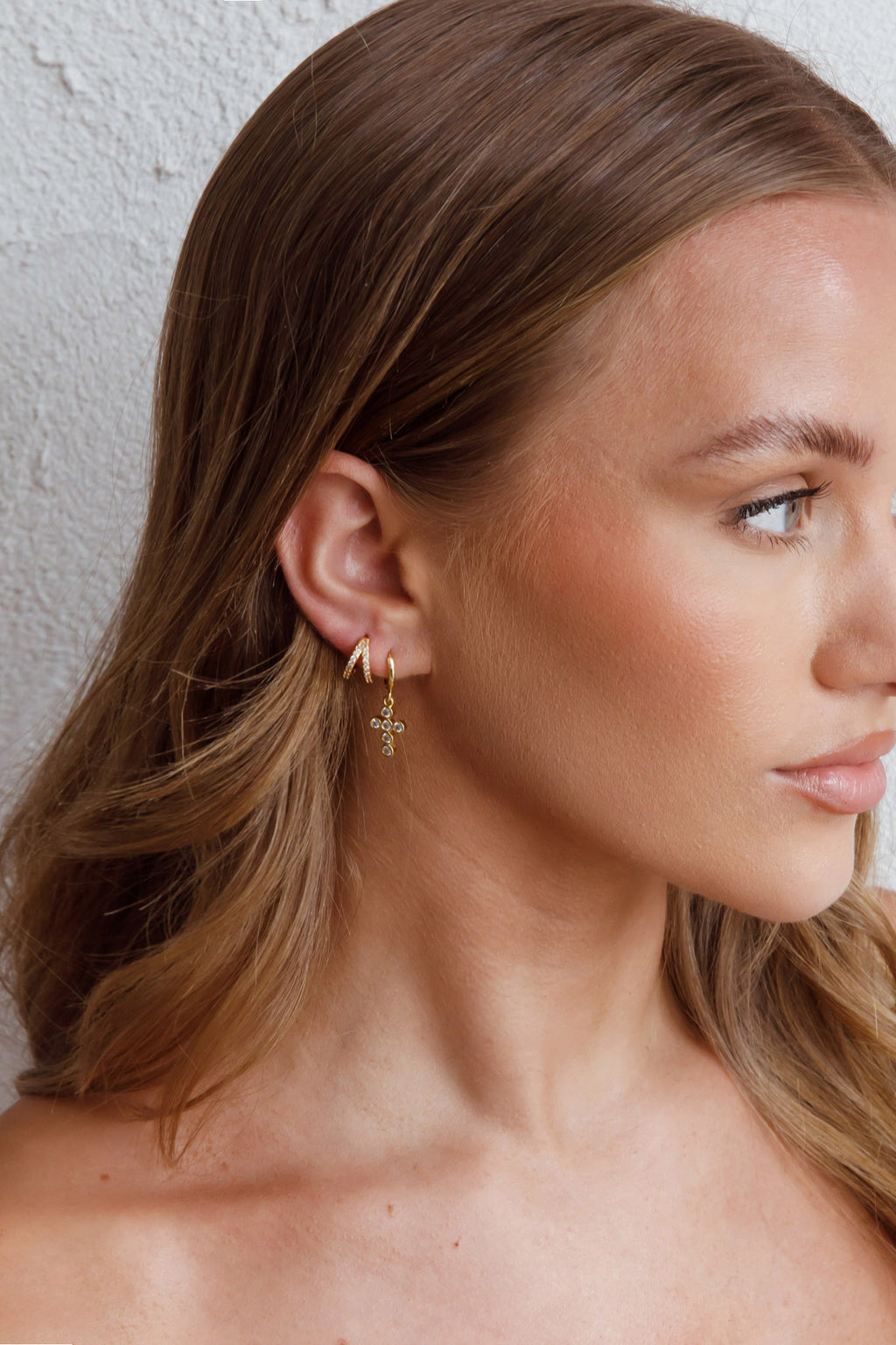 Graduation Diamante Hoop Earrings Gold by Selfie Leslie