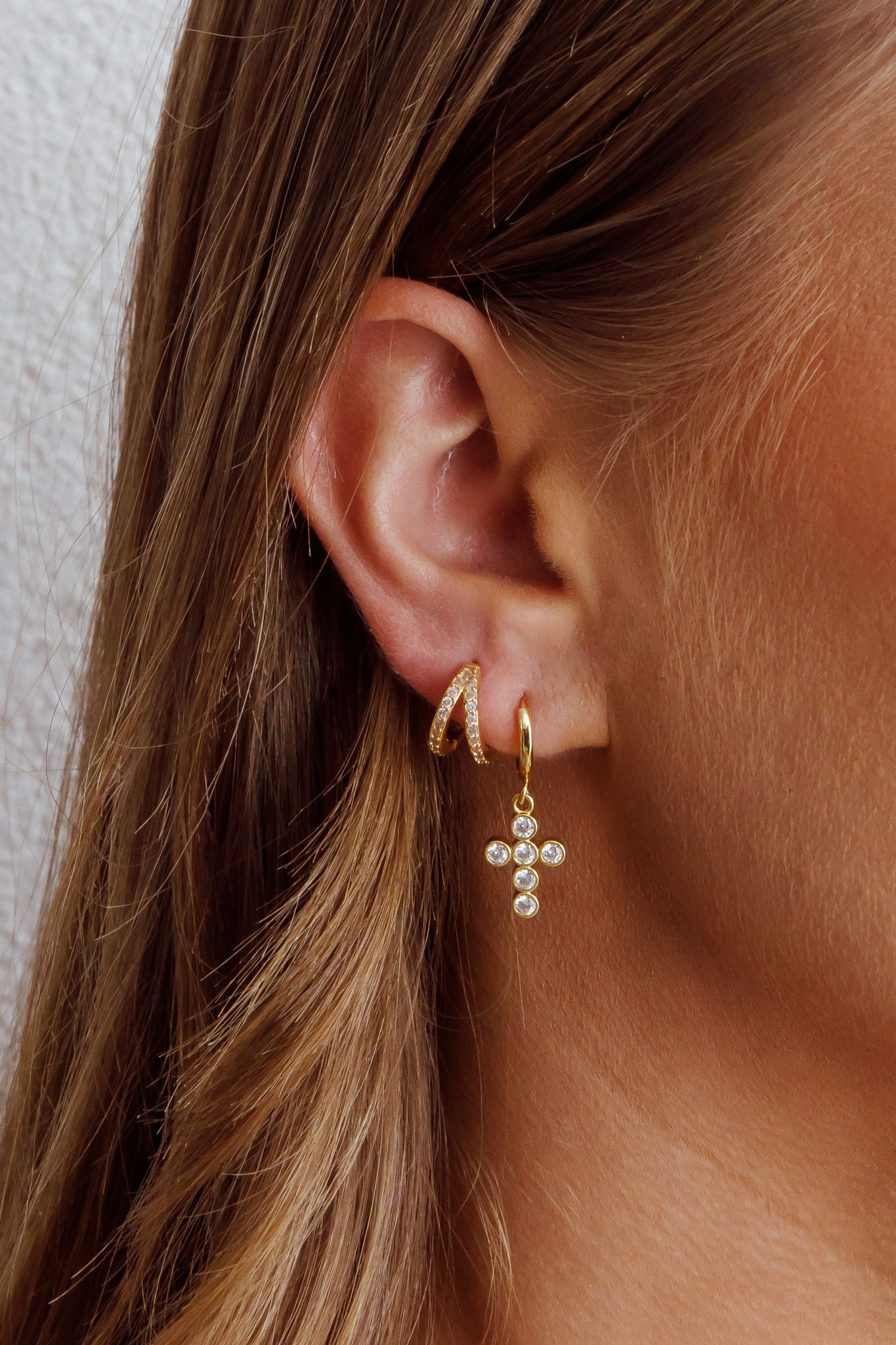 Graduation Diamante Hoop Earrings Gold by Selfie Leslie