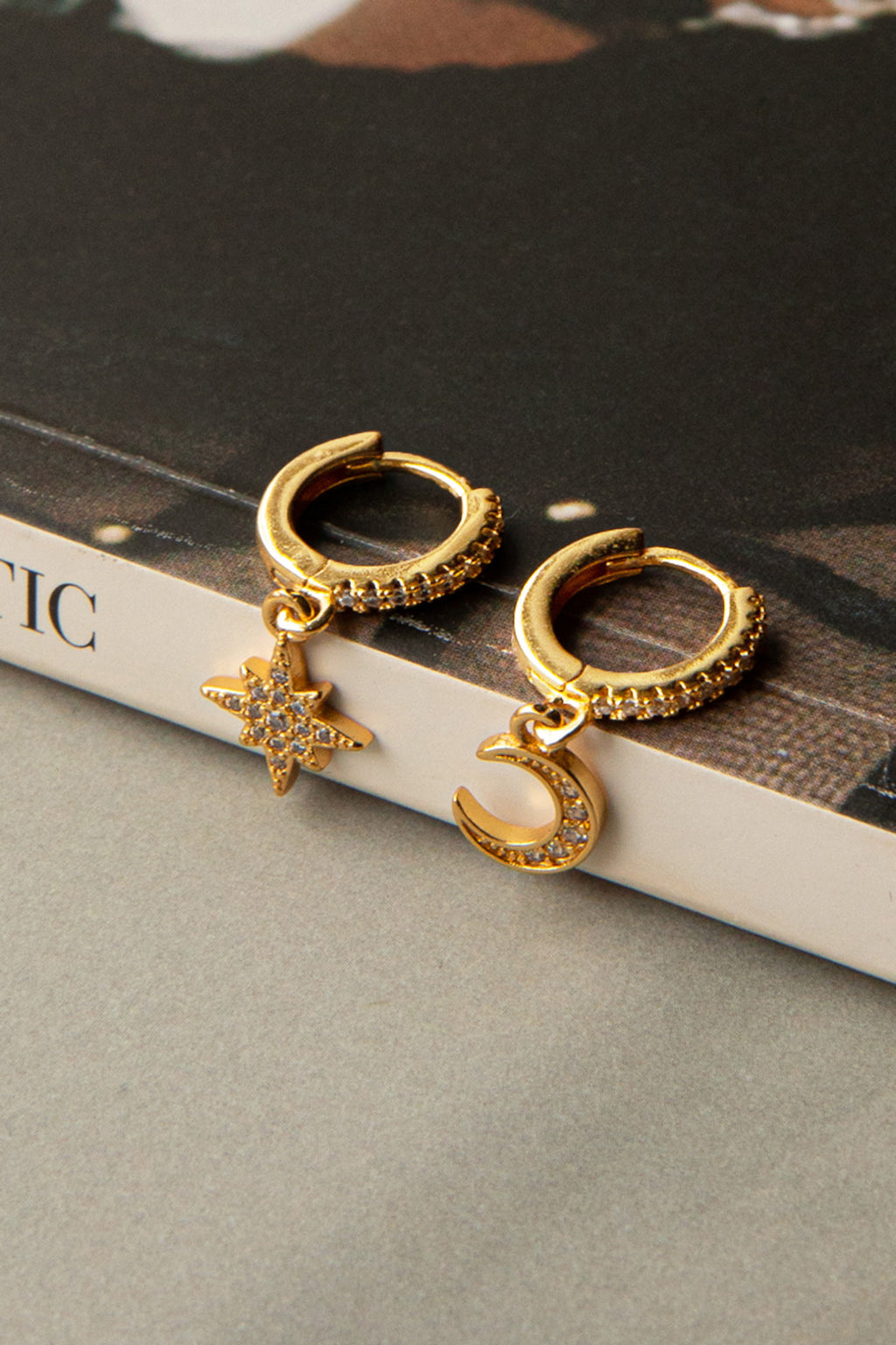 Midnight Drop Diamante Hoop Earrings Gold by Selfie Leslie