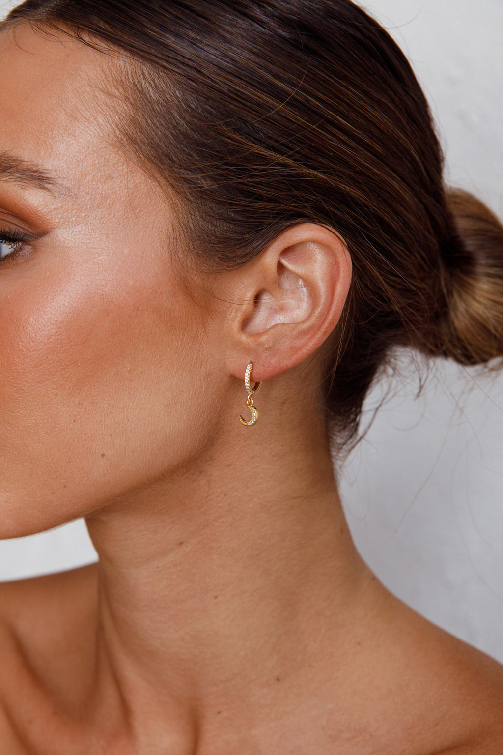 Midnight Drop Diamante Hoop Earrings Gold by Selfie Leslie