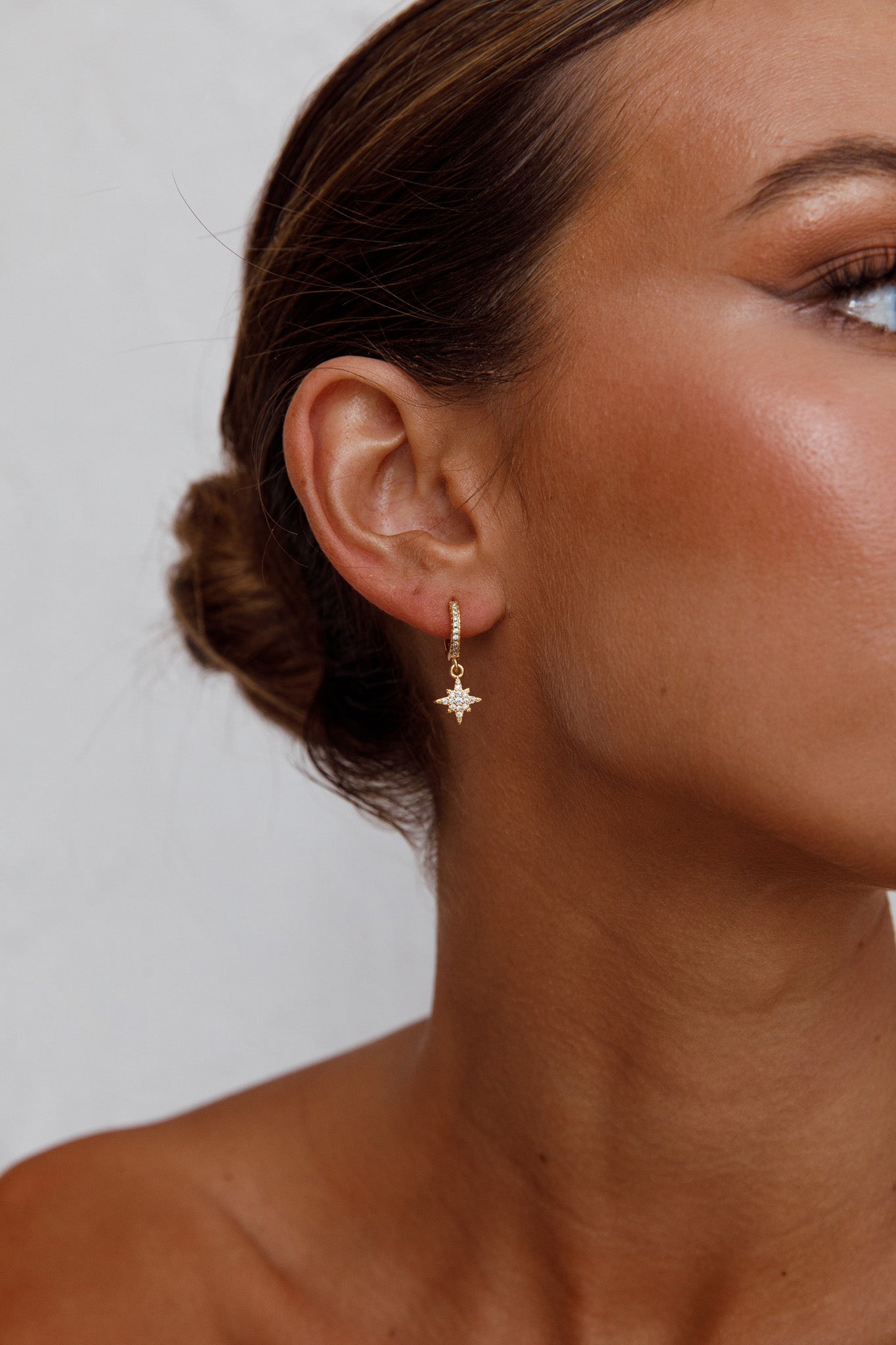 Midnight Drop Diamante Hoop Earrings Gold by Selfie Leslie
