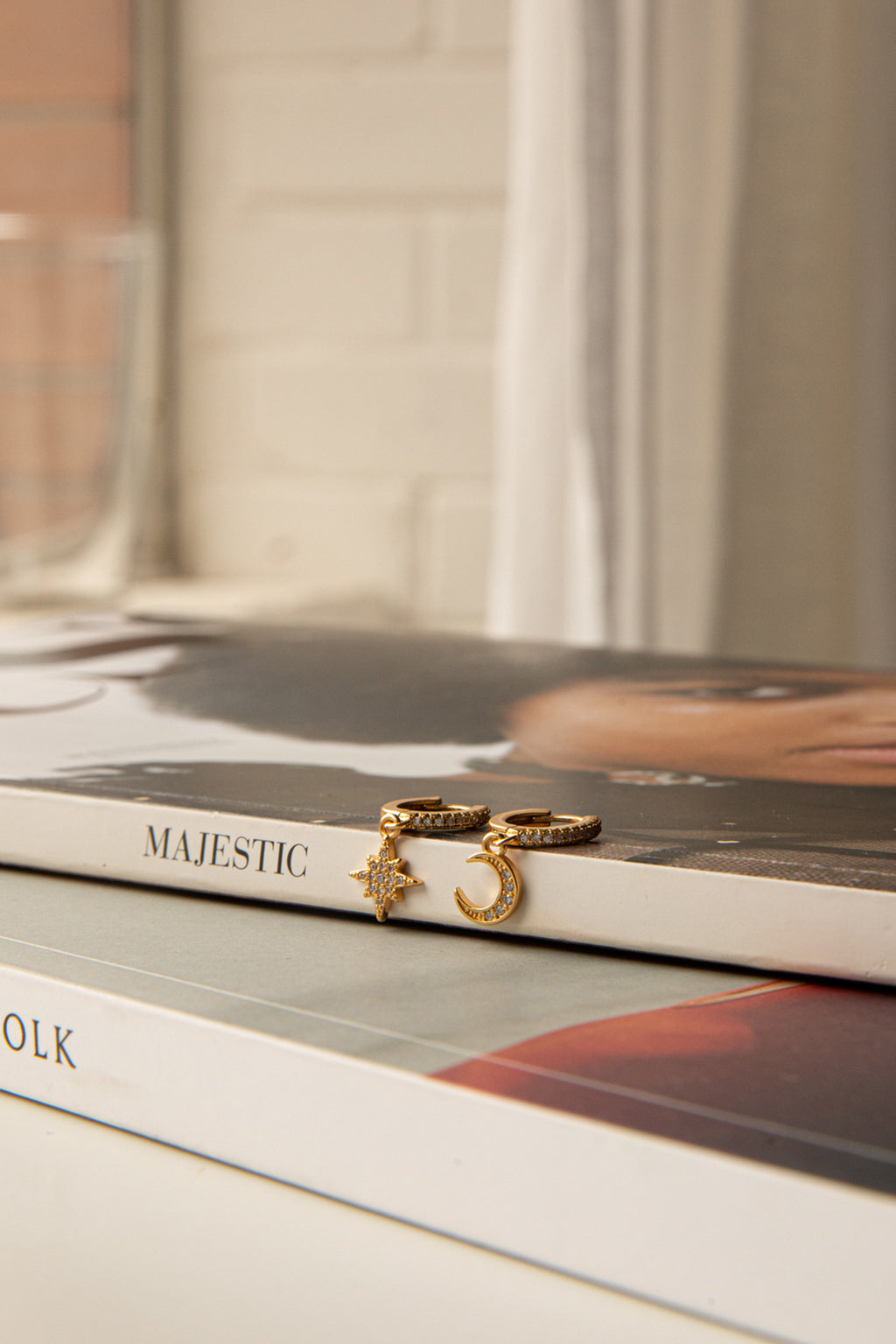 Midnight Drop Diamante Hoop Earrings Gold by Selfie Leslie