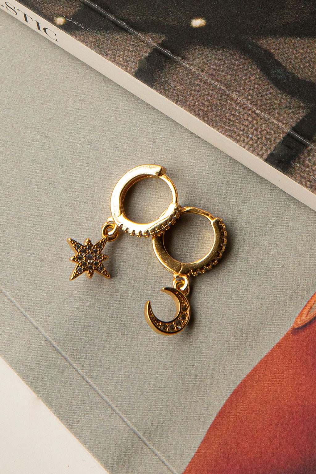 Midnight Drop Diamante Hoop Earrings Gold by Selfie Leslie